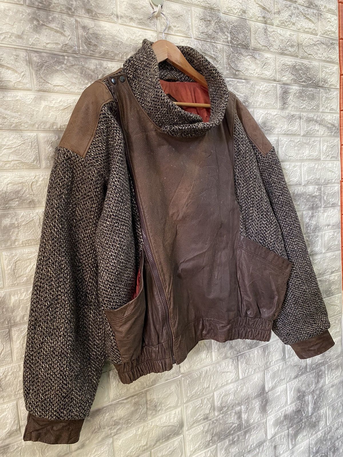 Mirage × Vintage 🔥Vintage Mirage Leather Wool Jacket nice design Size US XL / EU 56 / 4 - 5 Thumbnail