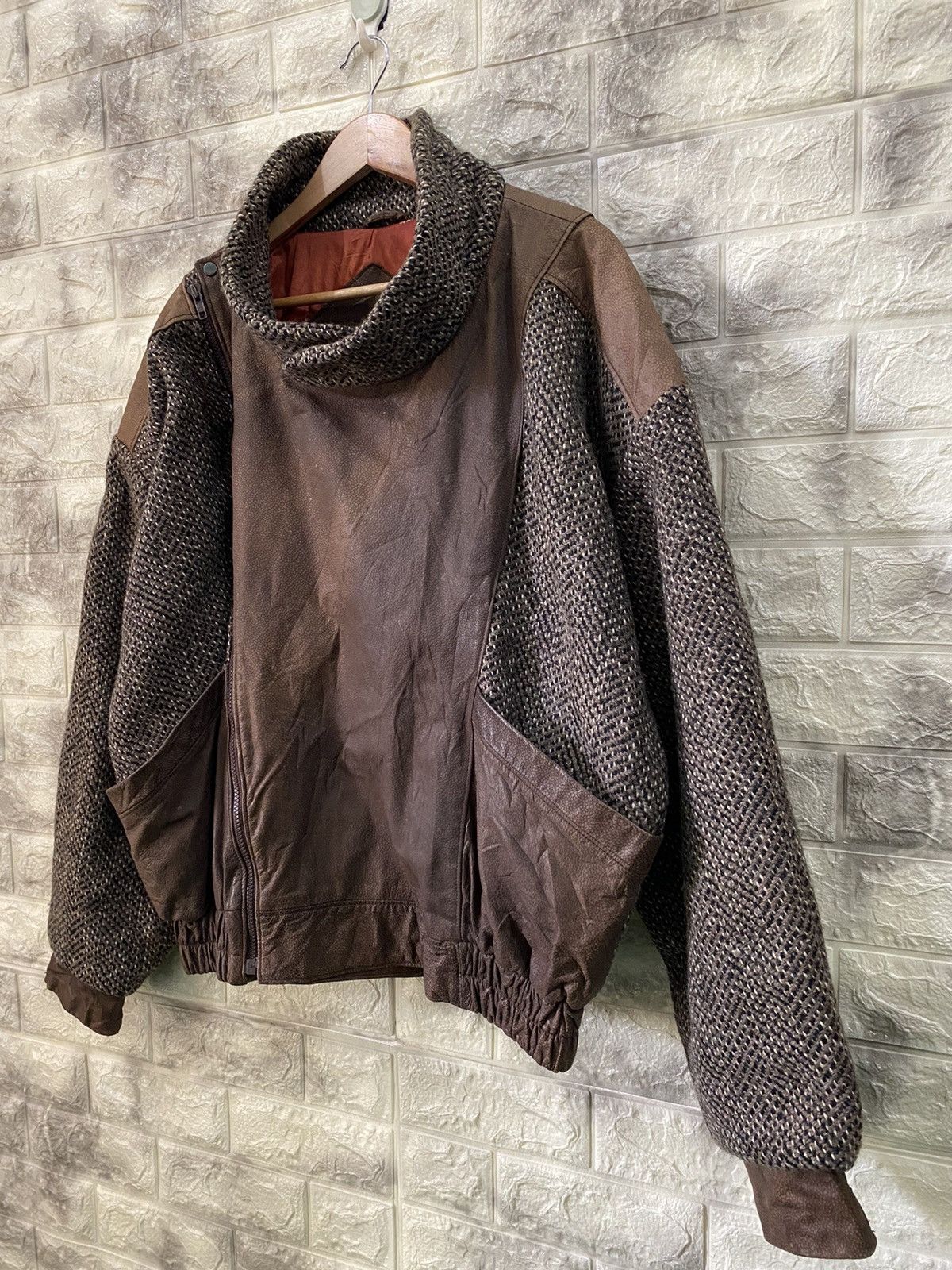 Mirage × Vintage 🔥Vintage Mirage Leather Wool Jacket nice design Size US XL / EU 56 / 4 - 4 Thumbnail