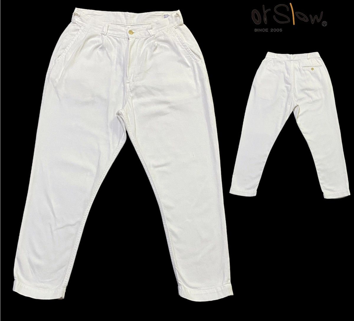 Japanese Brand × Orslow ORSLOW Easy Pants Herringbone Twill Ecru Size US 28 / EU 44 - 1 Thumbnail