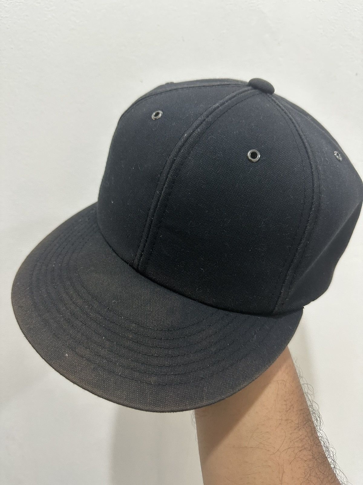 image of Distress Ca4La Japan Duck Quilted Plain Sun Faded Cap in Faded Black, Men's
