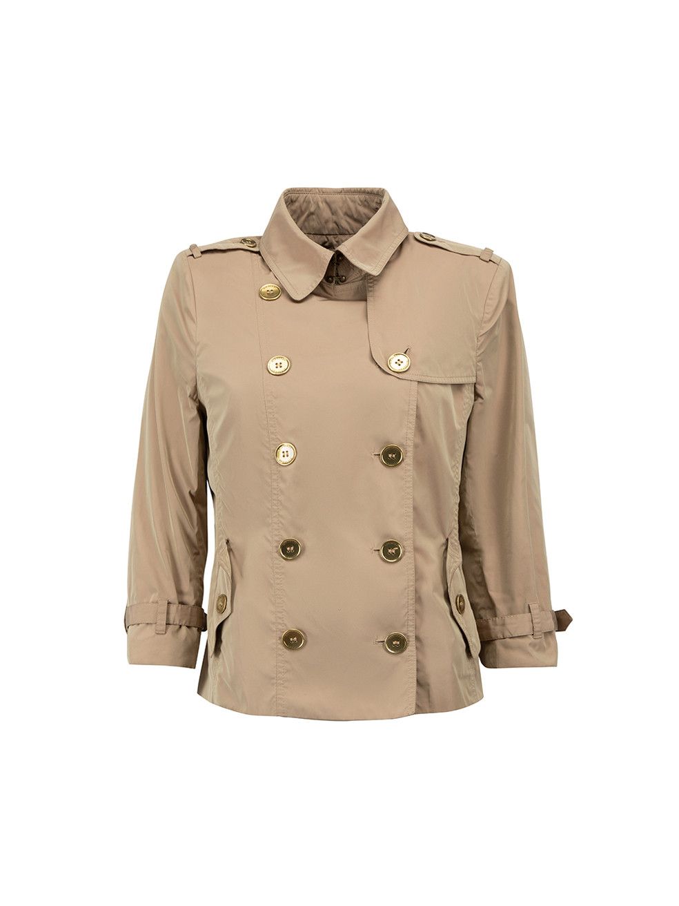 Beige Double-Breasted Trench Jacket