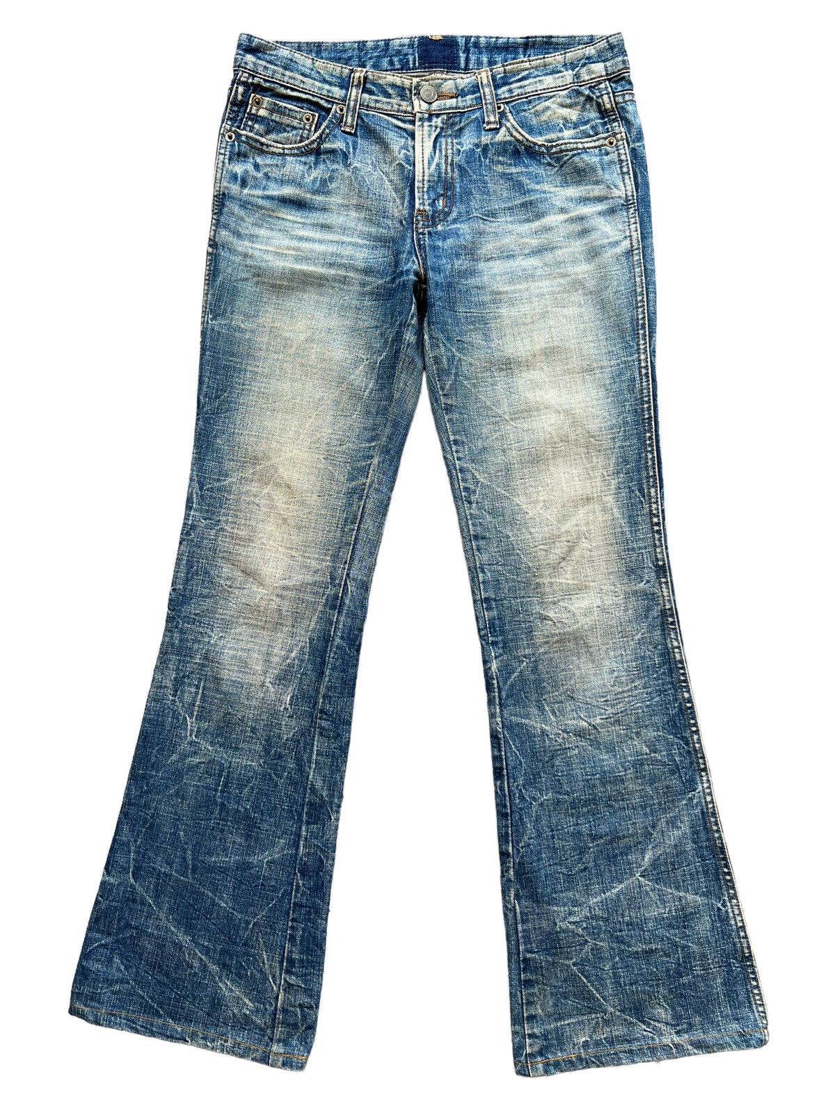 Japanese Brand Flare Jeans Japan Bootcut Distressed Denim Jeans 30x30.5 Size 31" - 2 Thumbnail