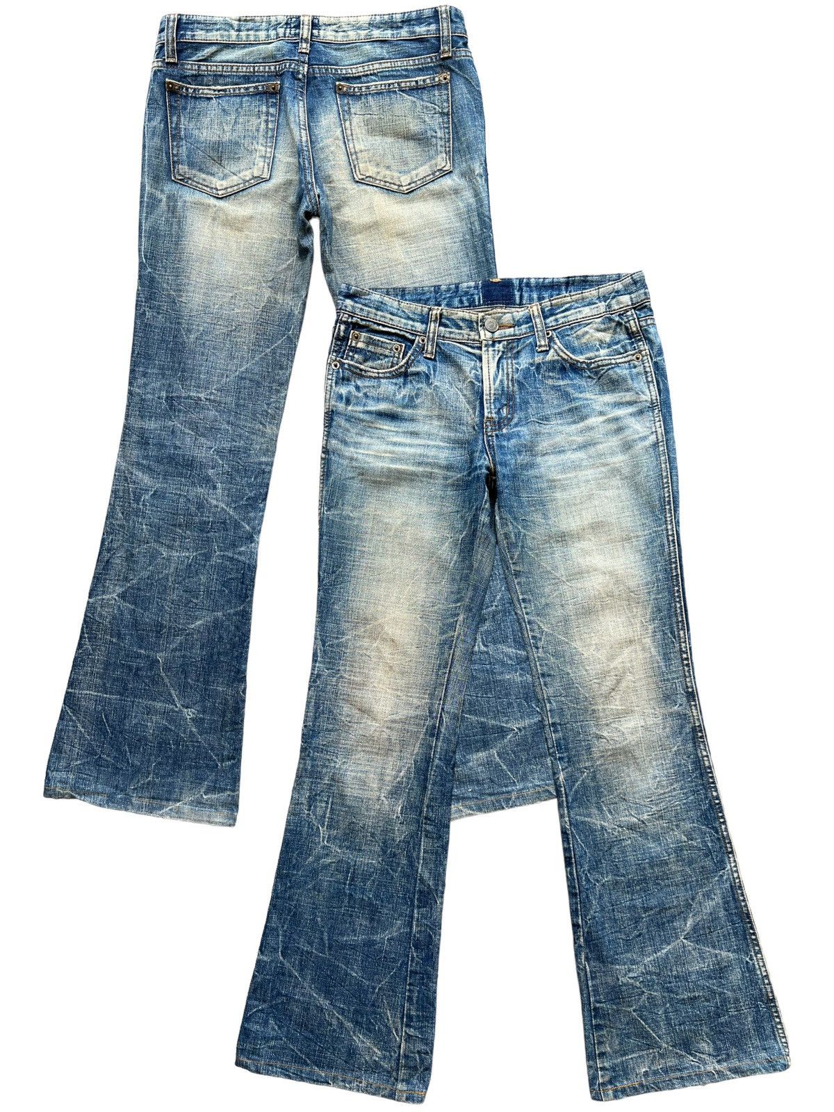 Japanese Brand Flare Jeans Japan Bootcut Distressed Denim Jeans 30x30.5 Size 31" - 1 Thumbnail