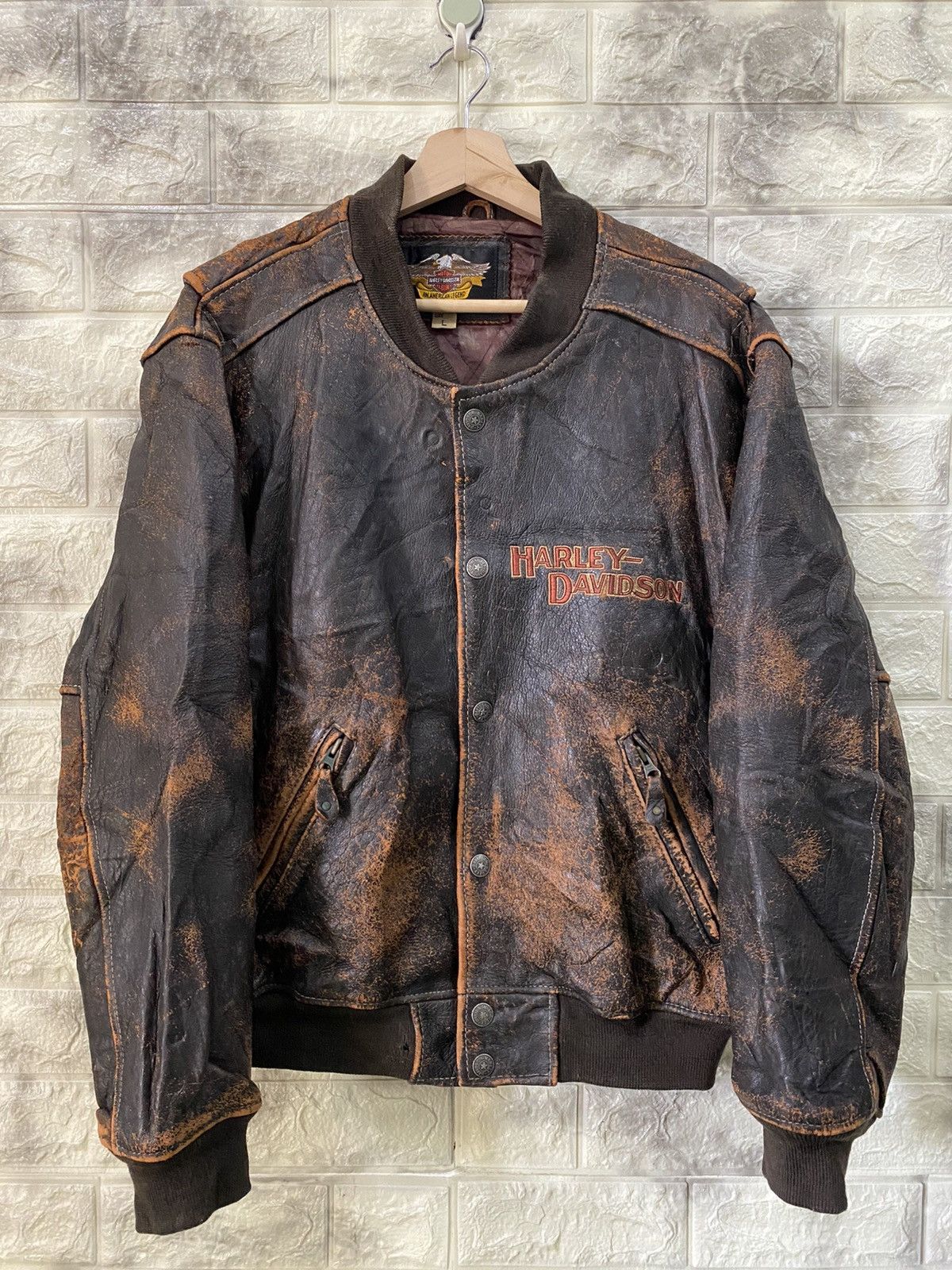 Harley Davidson × Vintage 🔥RARE🔥Vintage Harley Davidson Leather Jacket Size US L / EU 52-54 / 3 - 3 Thumbnail