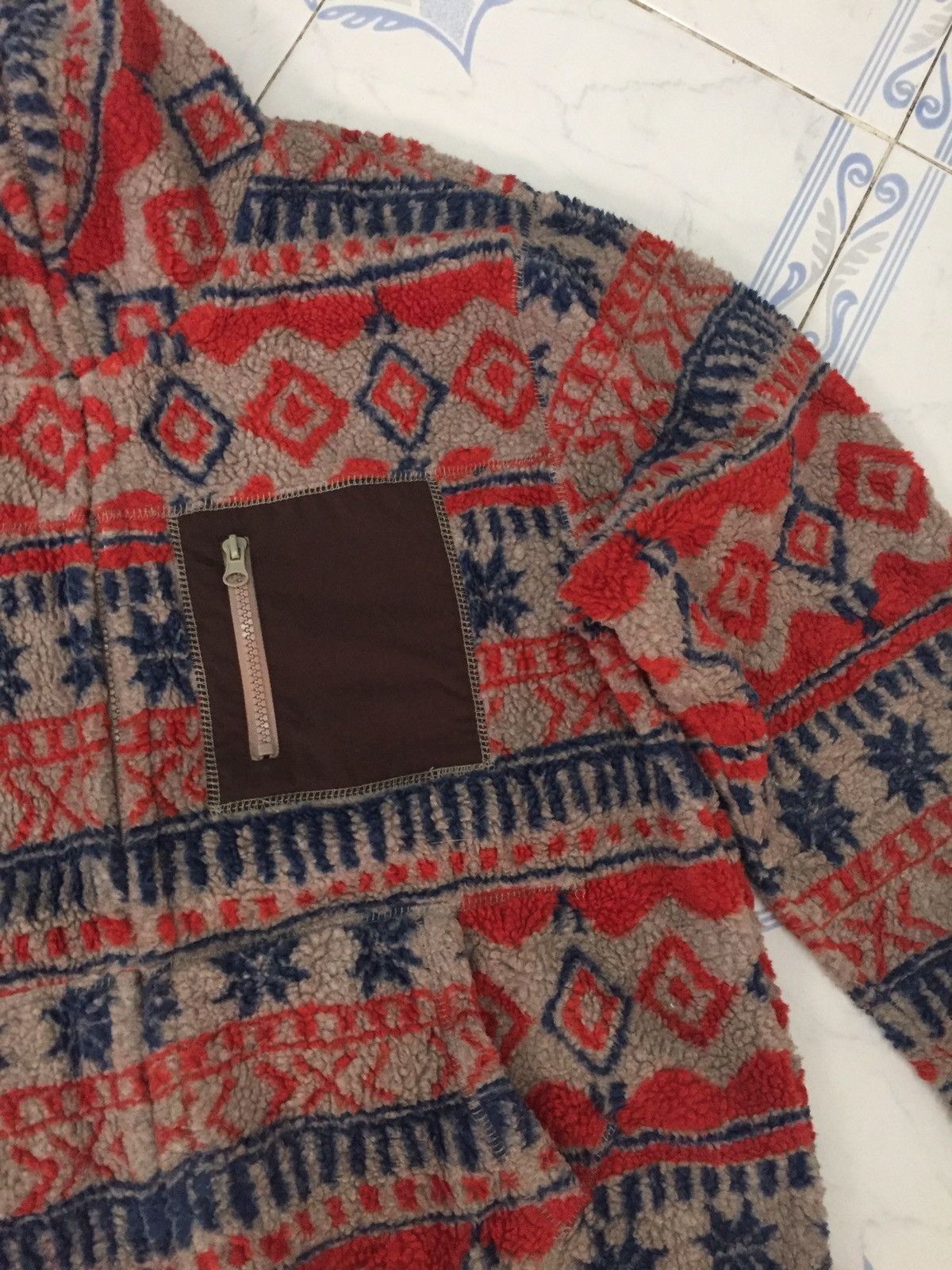 Japanese Brand Printed Art Deep Pile Fleece Full Zip Jacket Size US L / EU 52-54 / 3 - 6 Thumbnail