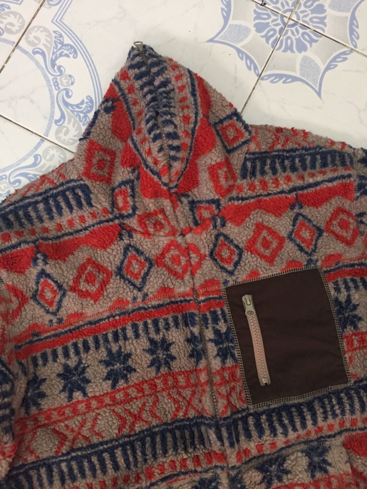 Japanese Brand Printed Art Deep Pile Fleece Full Zip Jacket Size US L / EU 52-54 / 3 - 5 Thumbnail