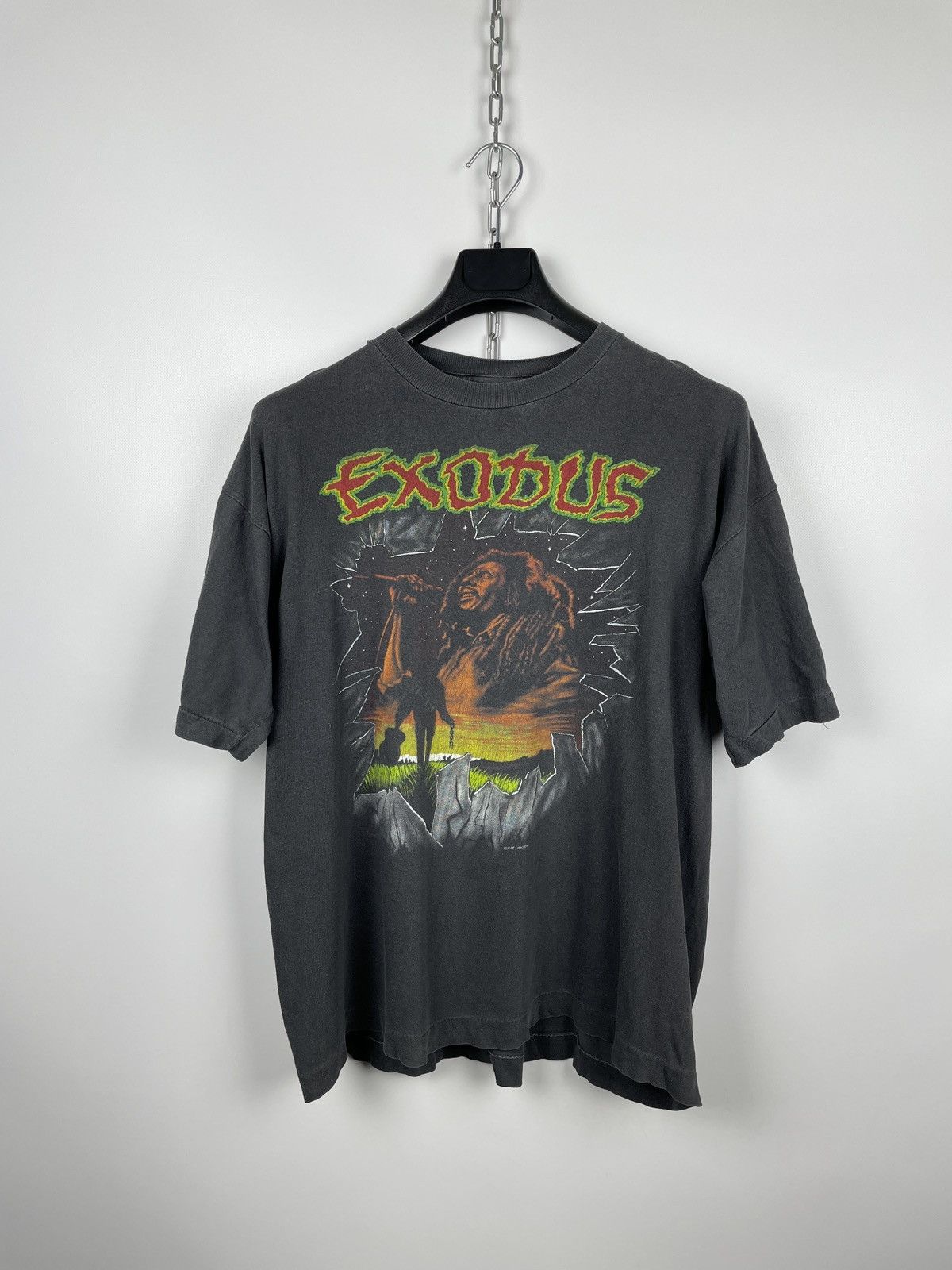 Bob Marley T-Shirt Ufficiale Exodus Logo A Righe - Unisex Adulto, Colore Nero E Verde - 4