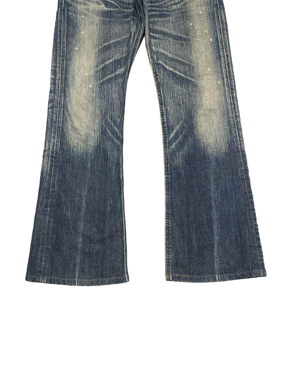 Japanese Brand FLARED💥EXWIN 503 BLUE TRIP DISTRESSED DENIM PANT Size US 28 / EU 44 - 5 Thumbnail