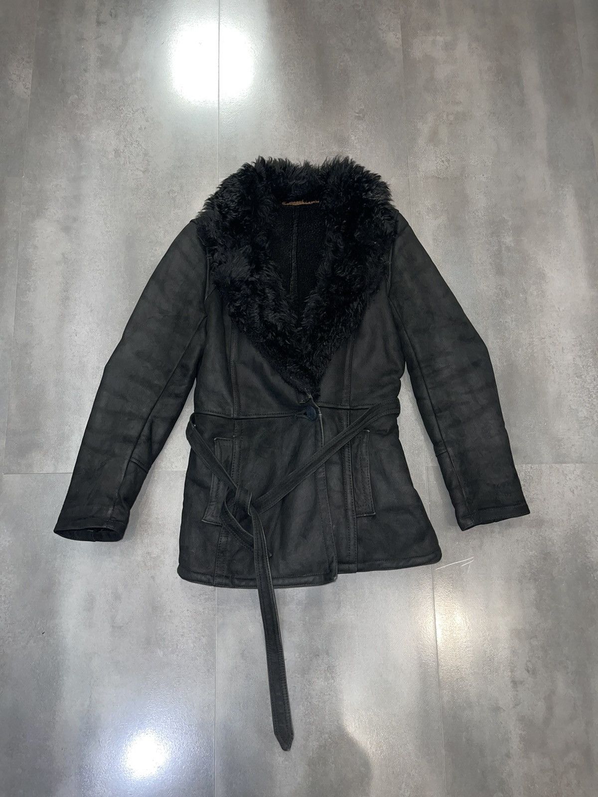 Italian Black Fur Collar Patchwork Cotton Hooded Coats Spring main image 0
