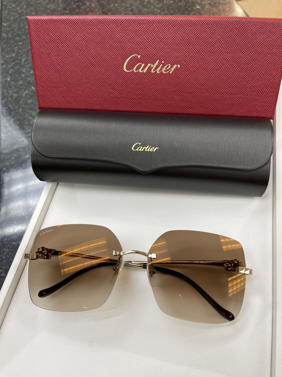Cartier Cartier Gold Panther Sunglasses Size ONE SIZE - 1 Thumbnail