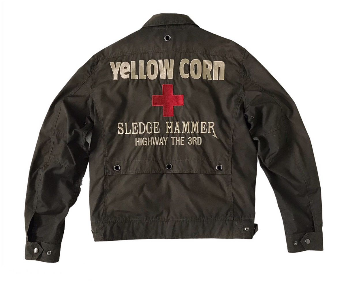 YELLOW CORN SLEDGE HAMMER 3L ジャケット Vintage 90s Yellow Corn NHRA Bikers Sledge Hammer Racing