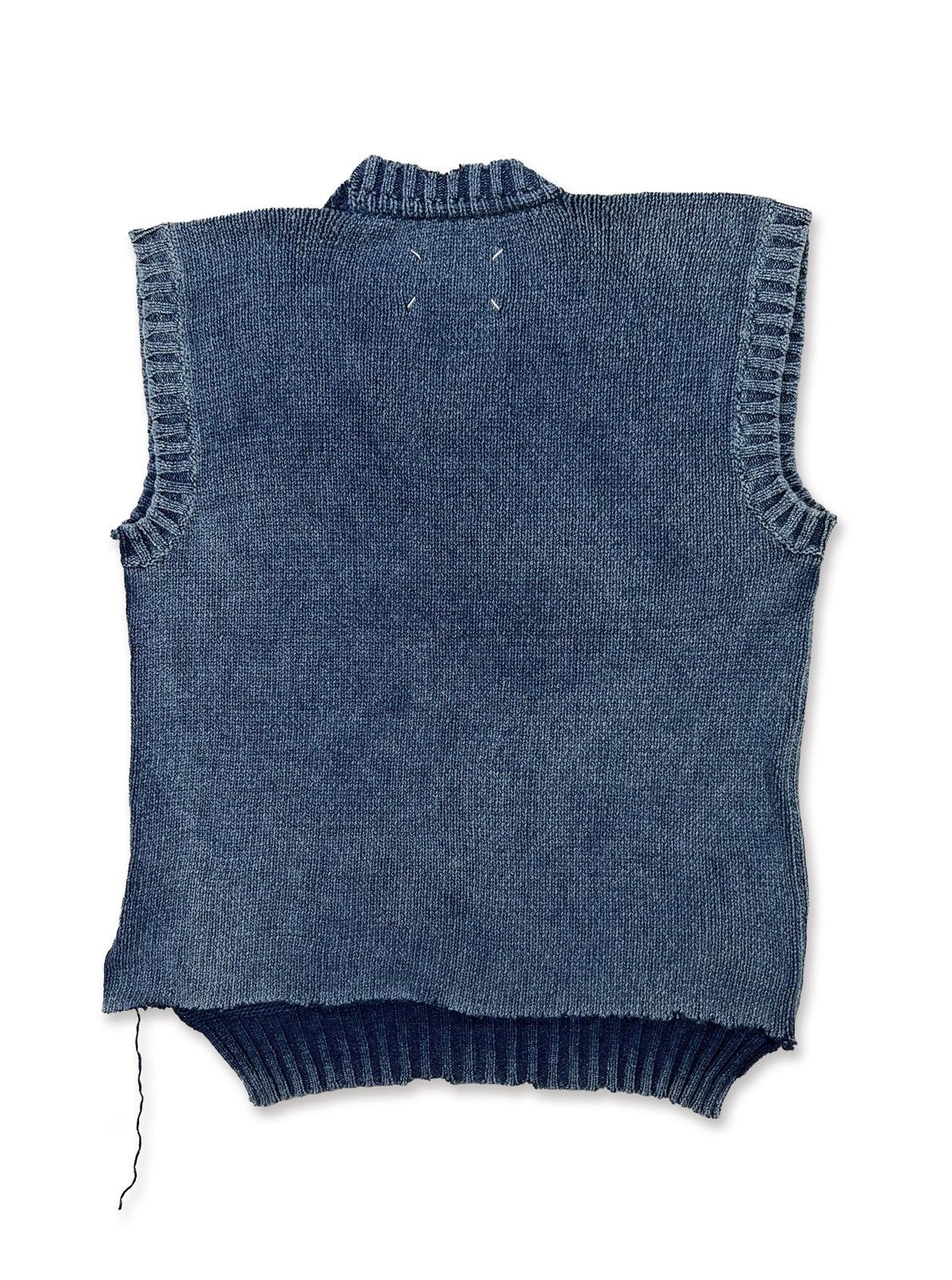 Maison Margiela (NEW)AW21 Blue Washed V-Neck Knit Vest Size US XL / EU 56 / 4 - 2 Thumbnail