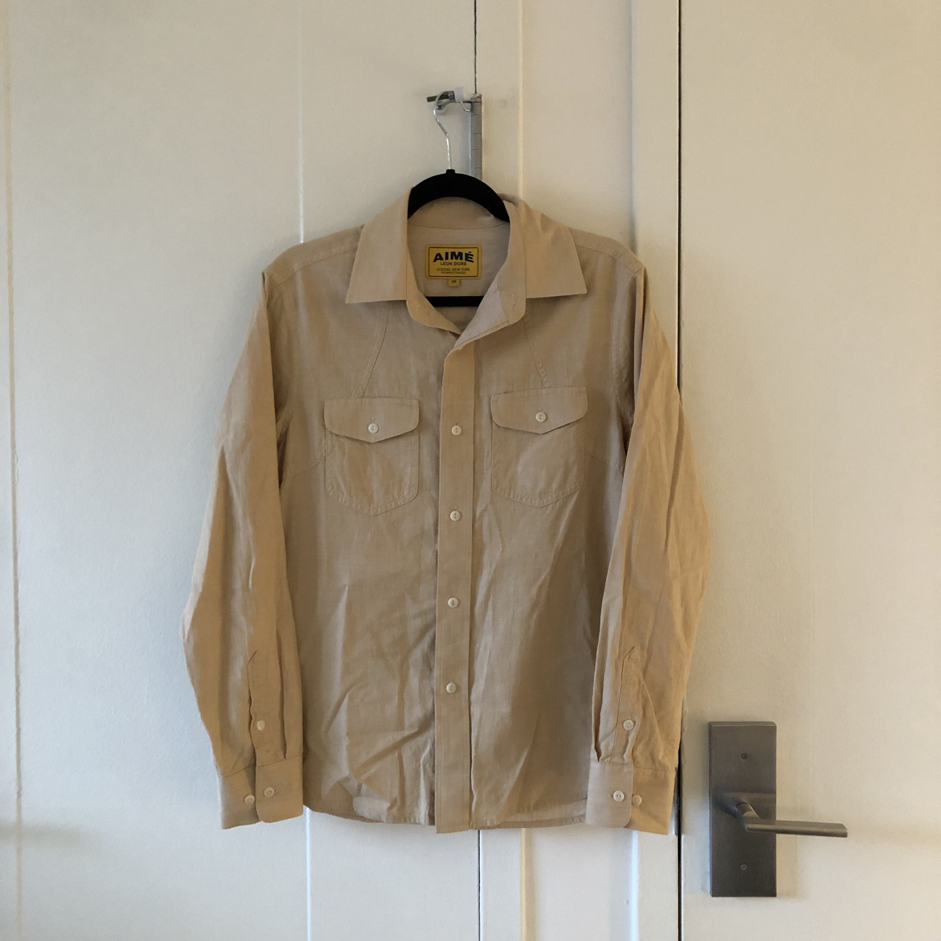 image of Aime Leon Dore Chambray Work Shirt in Beige, Men's (Size XS)