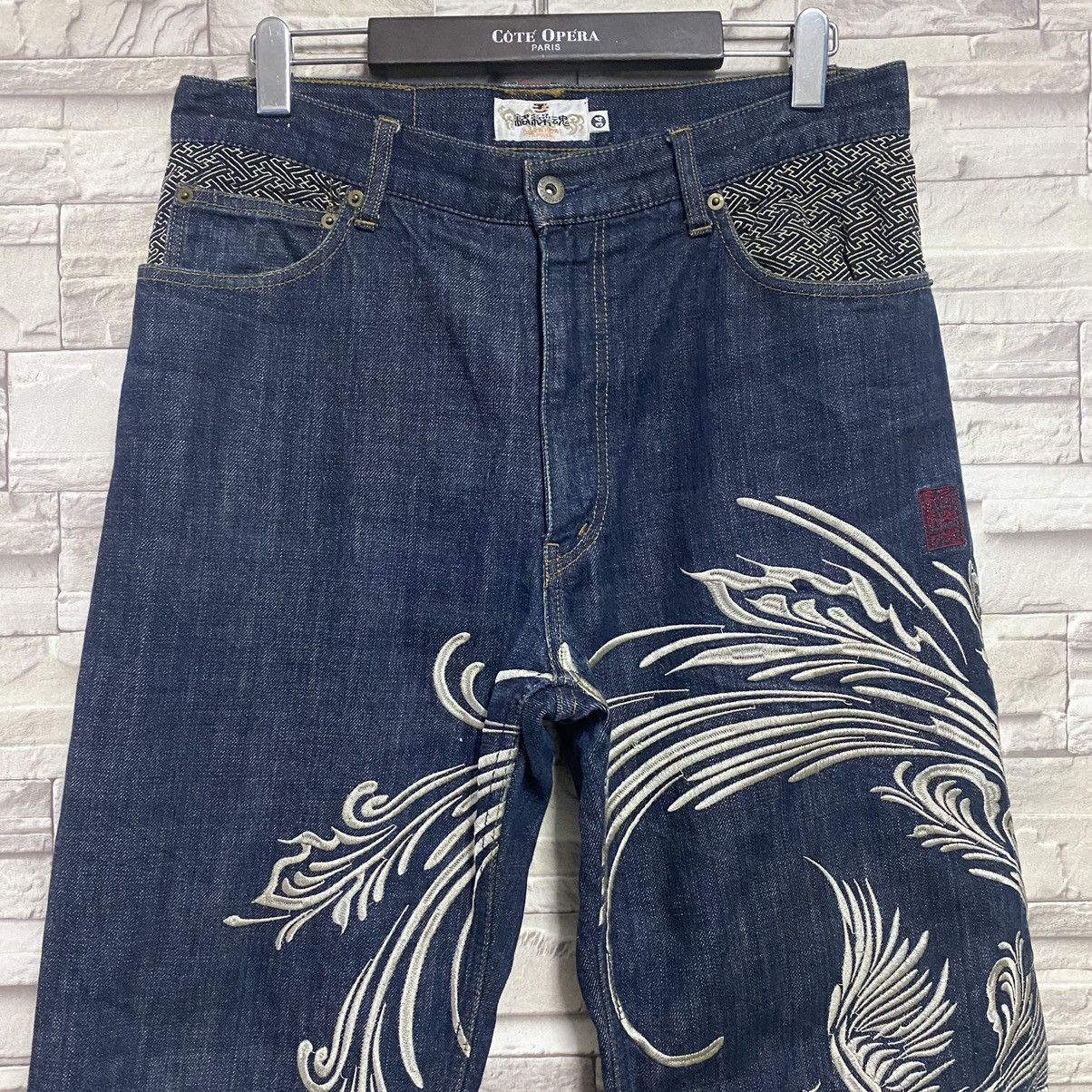 Karakuri Tamashii Vintage Karakuri Tamashi Phoenix Denim Embroidery Jeans Size US 32 / EU 48 - 5 Thumbnail