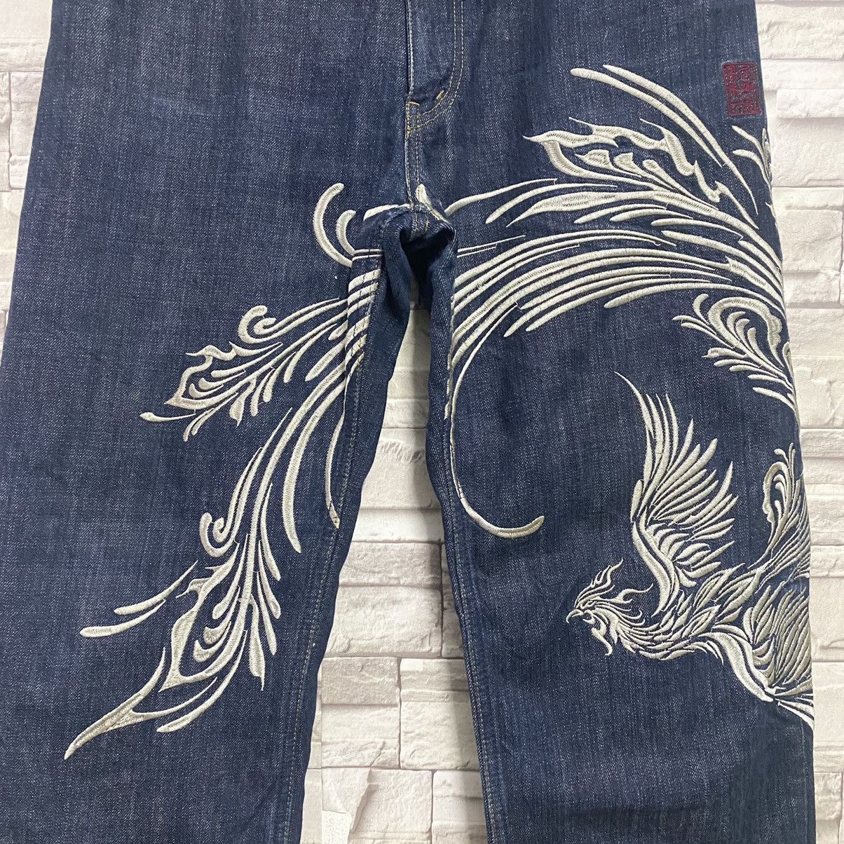 Karakuri Tamashii Vintage Karakuri Tamashi Phoenix Denim Embroidery Jeans Size US 32 / EU 48 - 8 Thumbnail