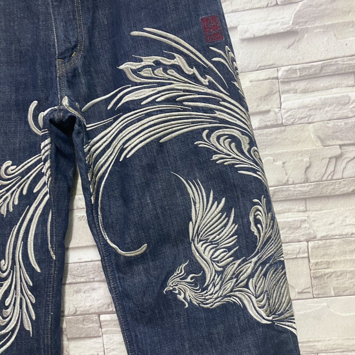 Karakuri Tamashii Vintage Karakuri Tamashi Phoenix Denim Embroidery Jeans Size US 32 / EU 48 - 7 Thumbnail