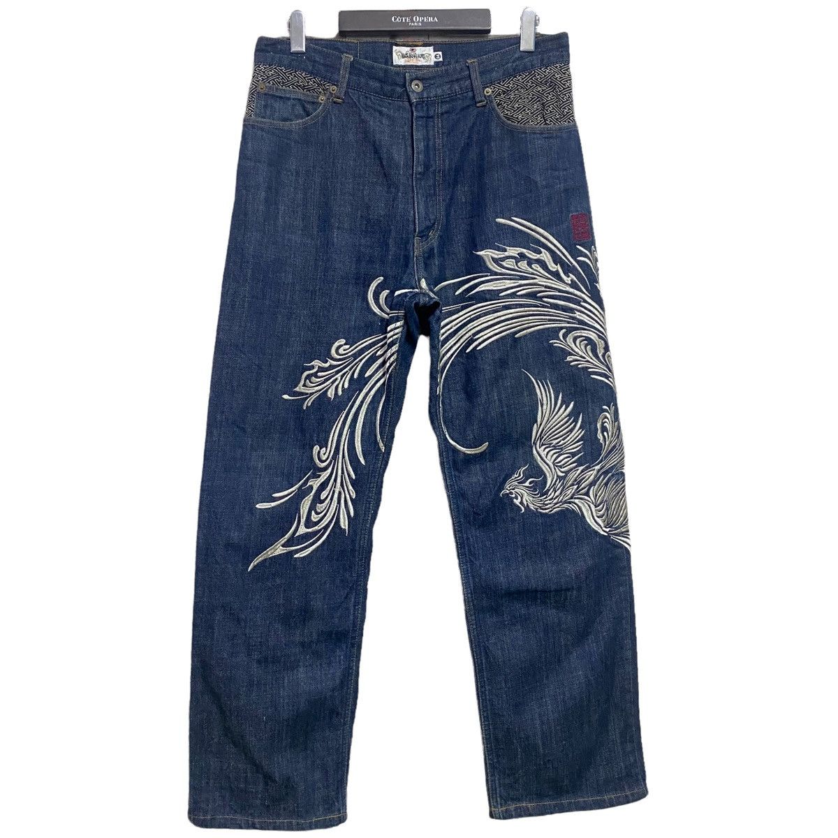 Karakuri Tamashii Vintage Karakuri Tamashi Phoenix Denim Embroidery Jeans Size US 32 / EU 48 - 1 Thumbnail