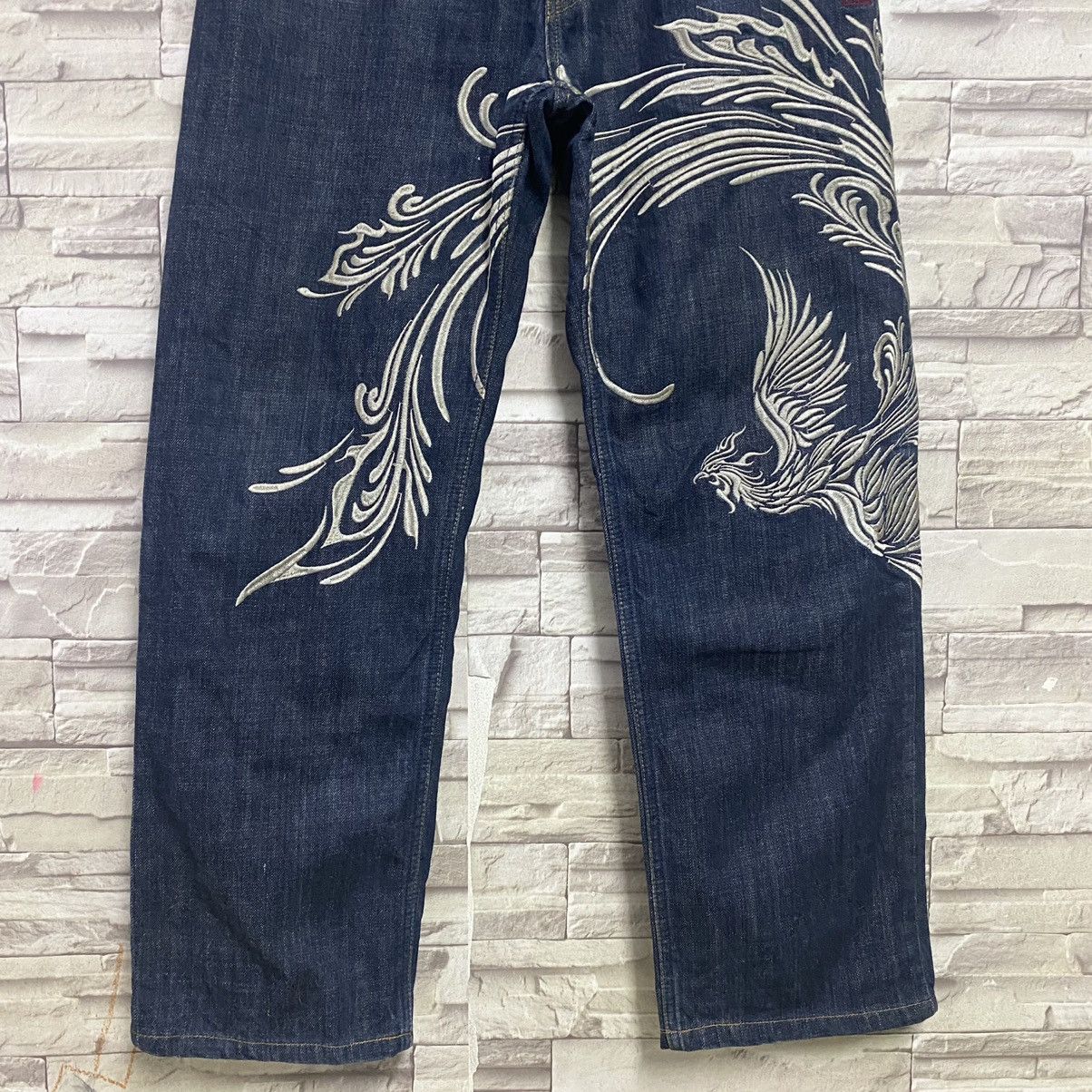 Karakuri Tamashii Vintage Karakuri Tamashi Phoenix Denim Embroidery Jeans Size US 32 / EU 48 - 6 Thumbnail