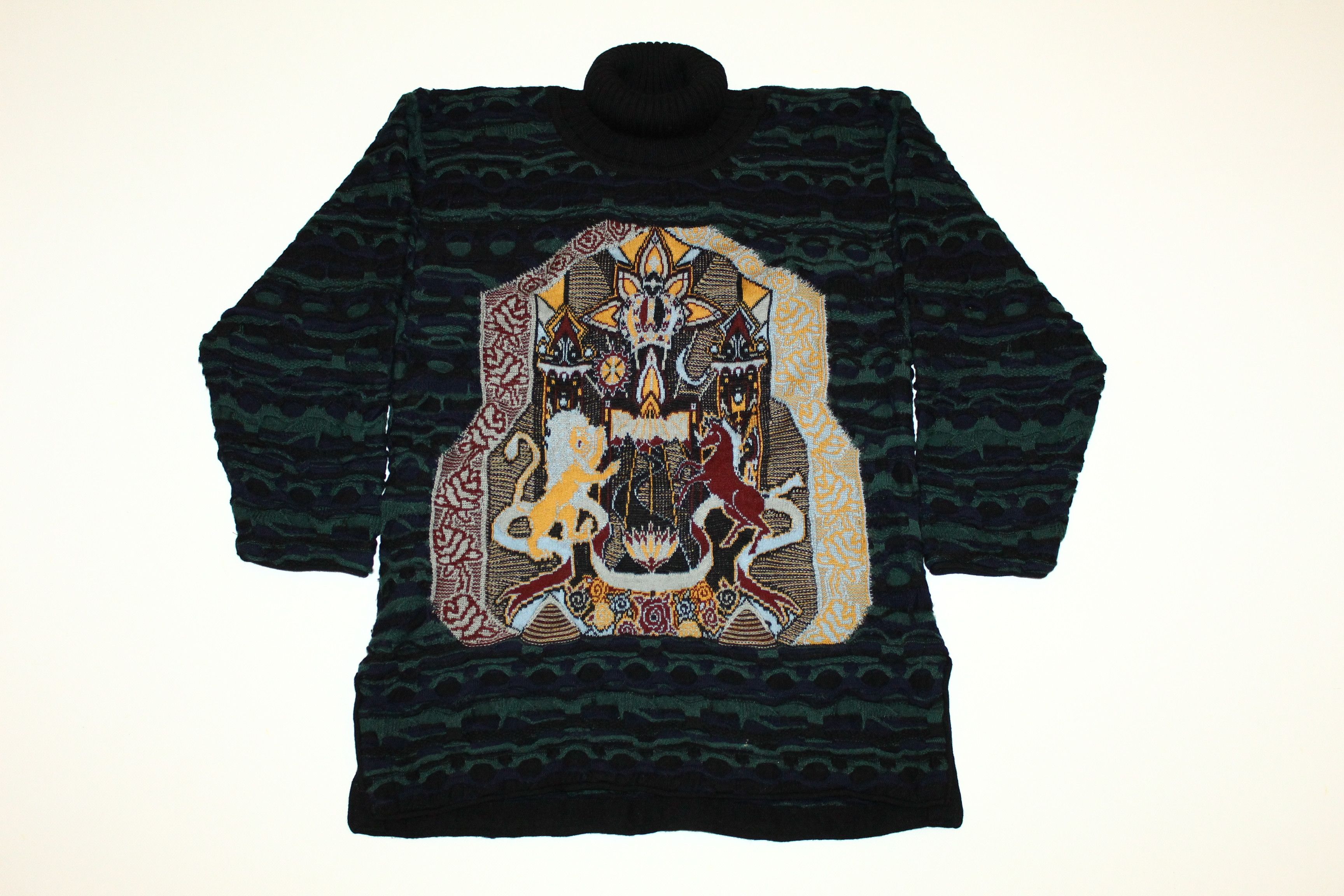 Coogi 💥RARE💥 COOGI Abstract Art Chunky Knit Turtleneck Sweater Size US M / EU 48-50 / 2 - 9 Thumbnail