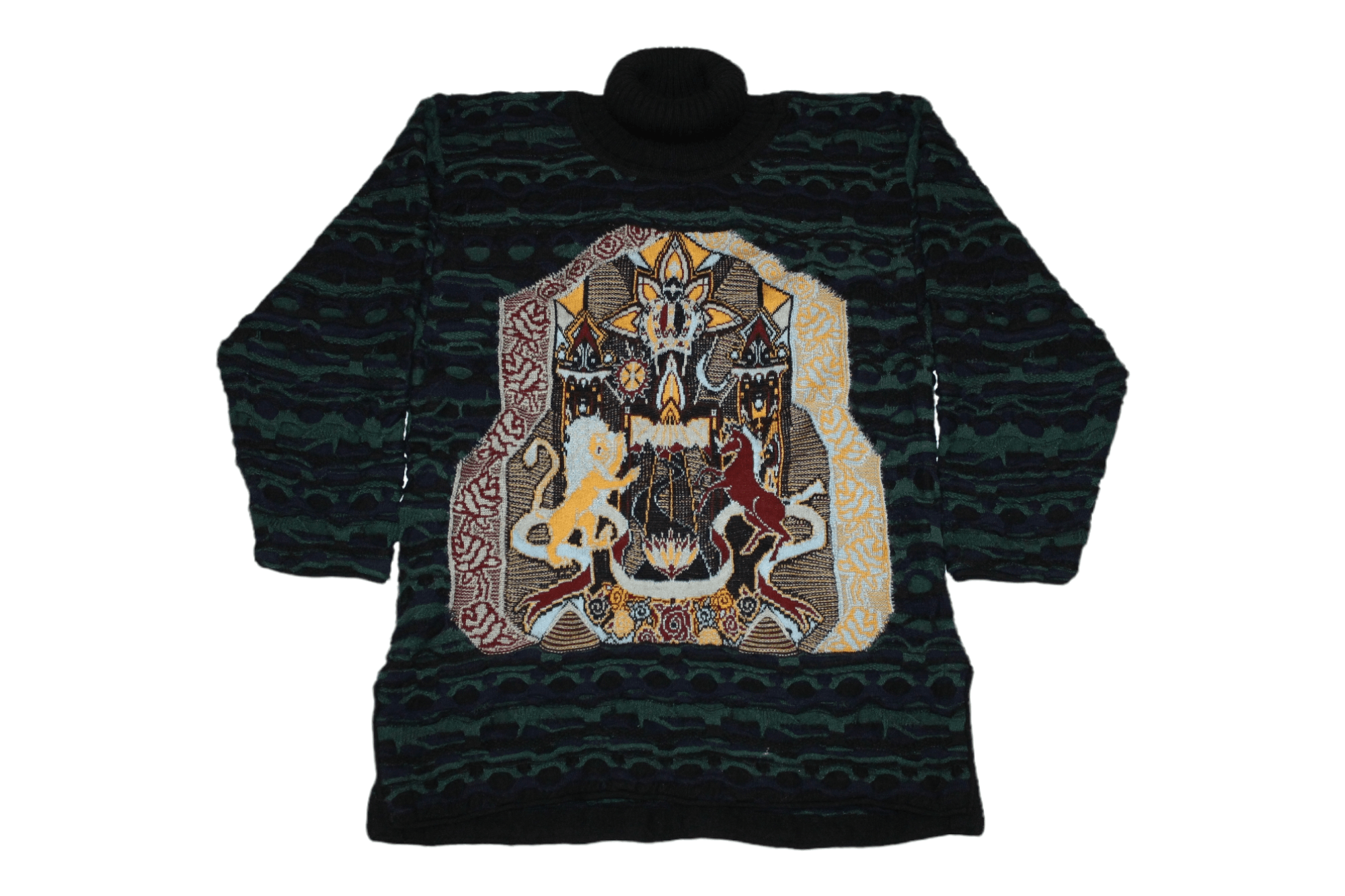 Coogi 💥RARE💥 COOGI Abstract Art Chunky Knit Turtleneck Sweater Size US M / EU 48-50 / 2 - 1 Thumbnail