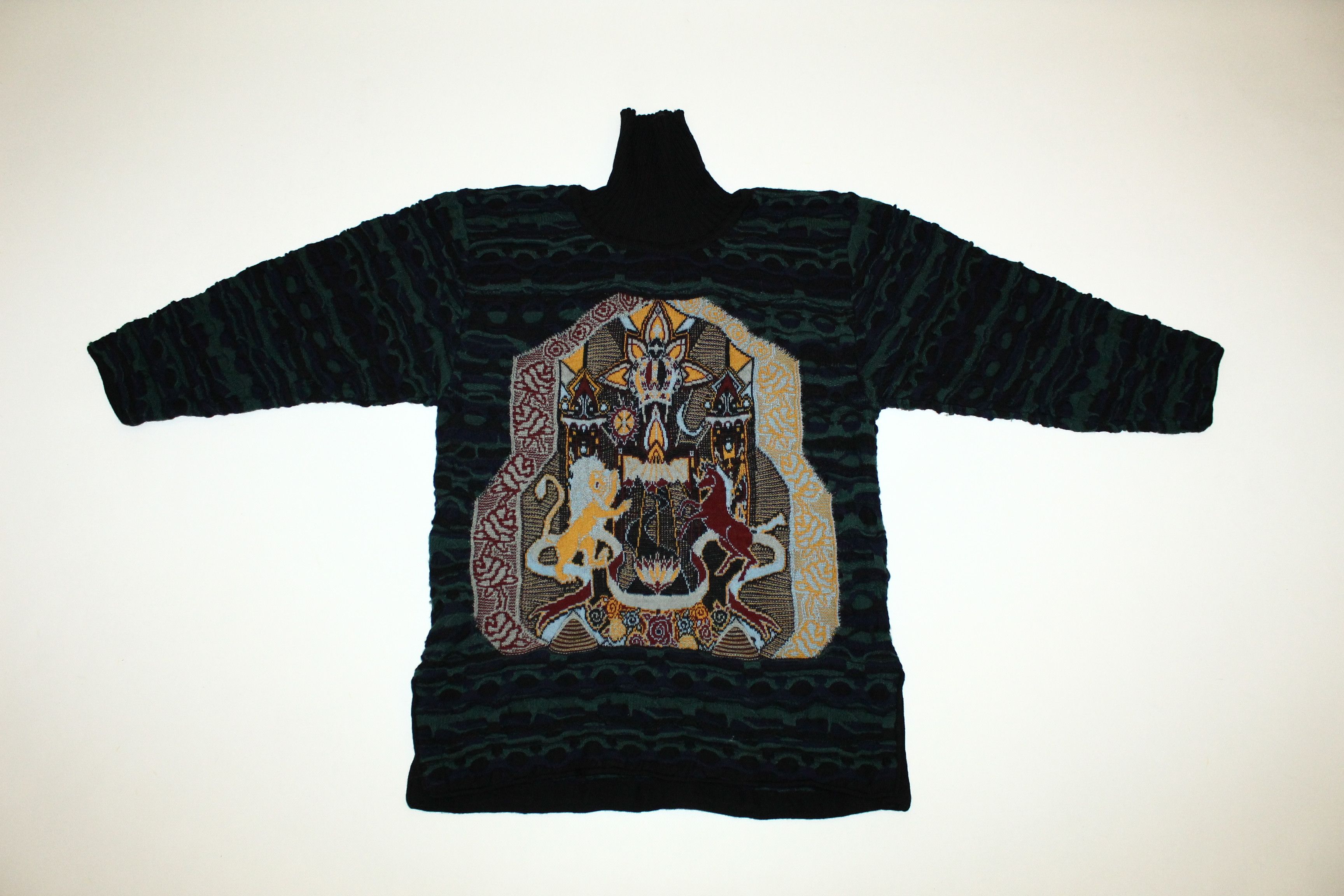 Coogi 💥RARE💥 COOGI Abstract Art Chunky Knit Turtleneck Sweater Size US M / EU 48-50 / 2 - 3 Thumbnail