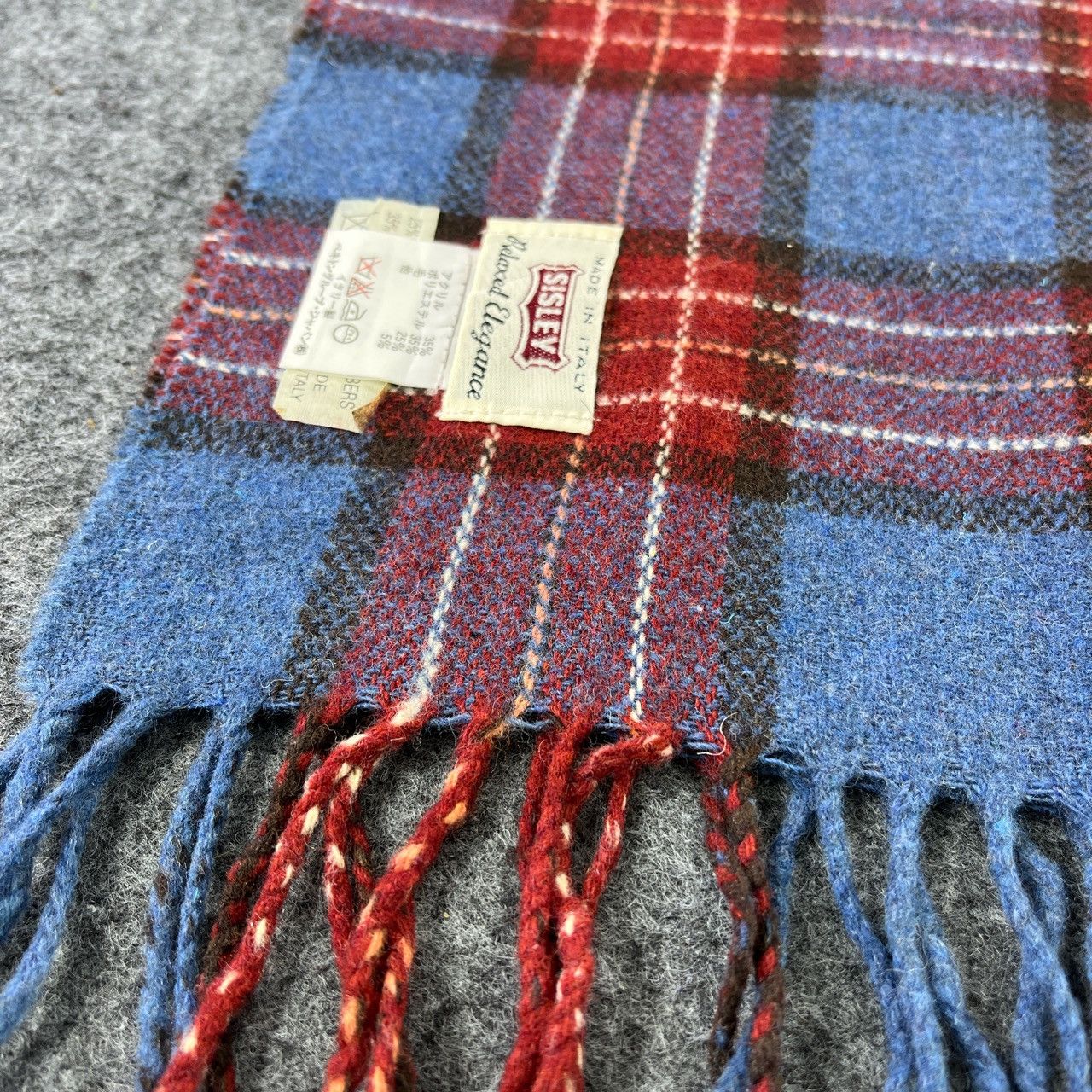 Sisley × Vintage SISLEY TARTAN SCARVES / MUFFLER /NECKWEAR T496 Size ONE SIZE - 8 Thumbnail