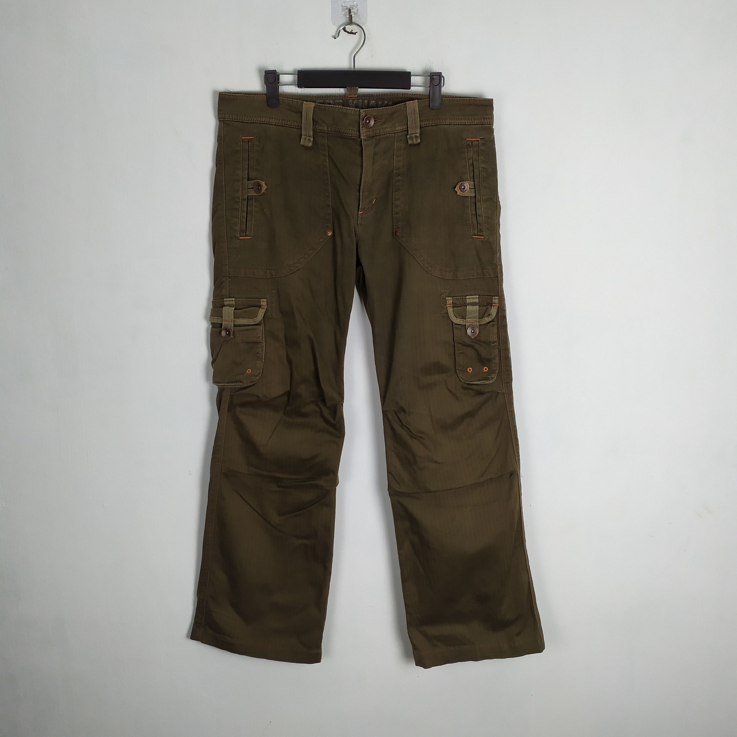 Image of Vintage Baggy Bondage Cargo Pants Multipocket in Dark Olive, Men's (Size 34)