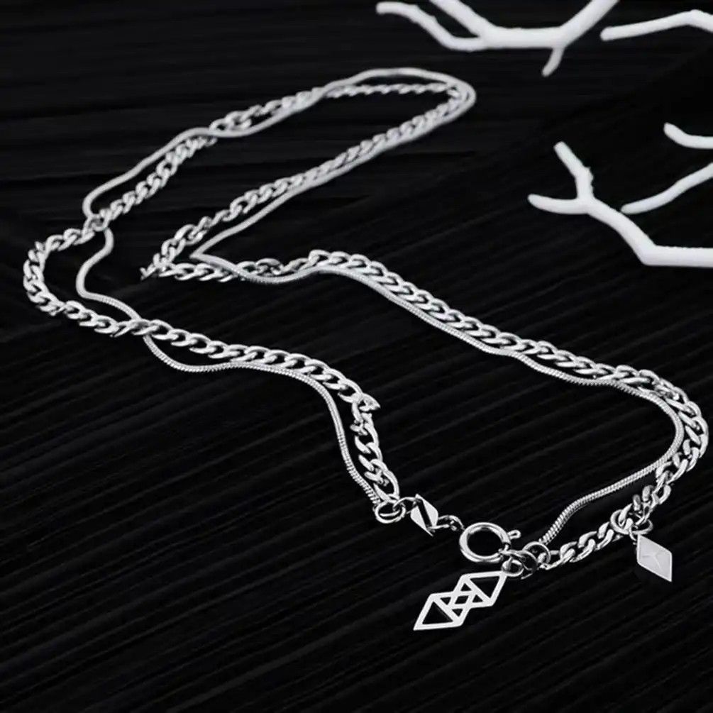 Jewelry Double Layer Clavicle Chain Necklace Size ONE SIZE - 4 Thumbnail