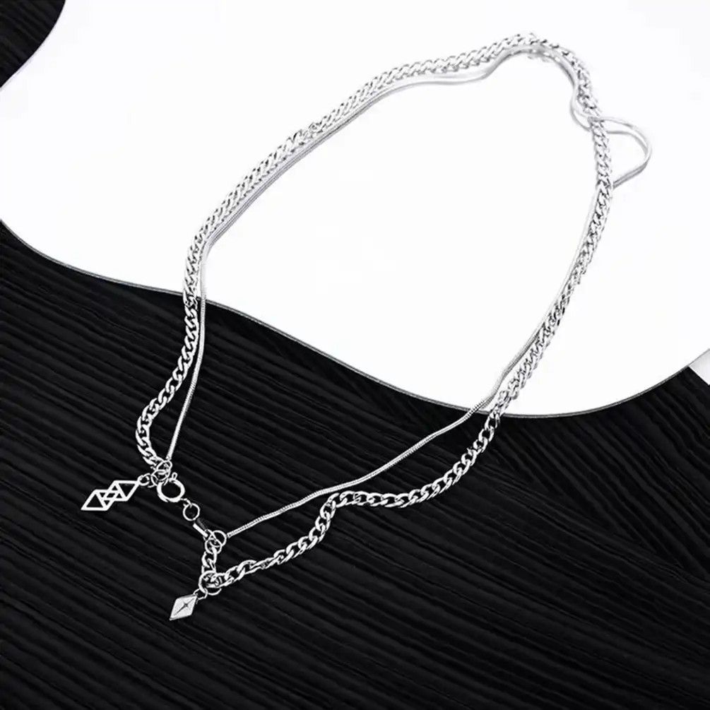 Jewelry Double Layer Clavicle Chain Necklace Size ONE SIZE - 5 Thumbnail