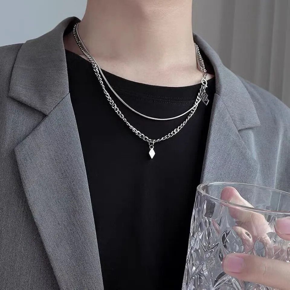 Jewelry Double Layer Clavicle Chain Necklace Size ONE SIZE - 1 Thumbnail