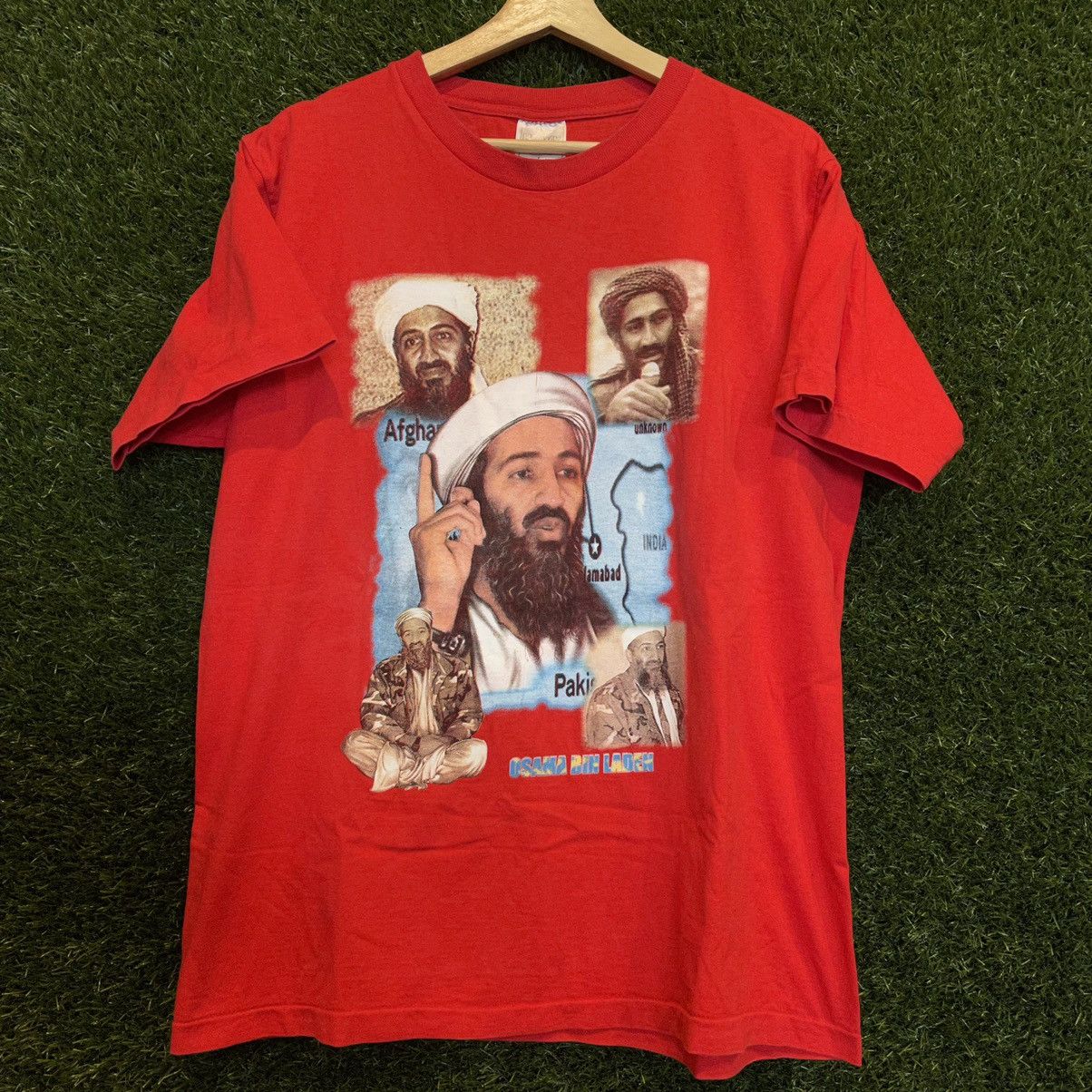 image of Vintage Osama Bin Laden Tee in Red, Men's (Size Large)