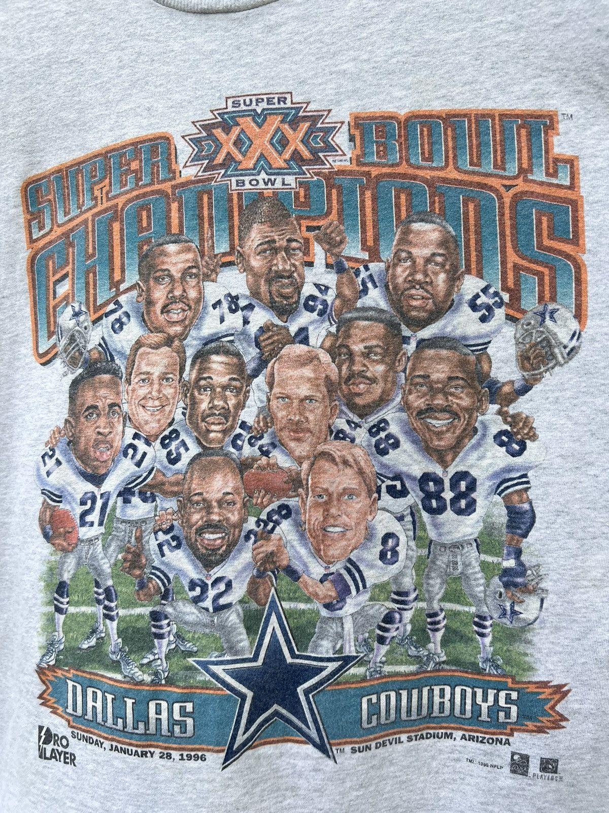 NFL 1995 Super Bowl Champions Dallas Cowboys Caricature t shirt Size US XXL / EU 58 / 5 - 6 Thumbnail