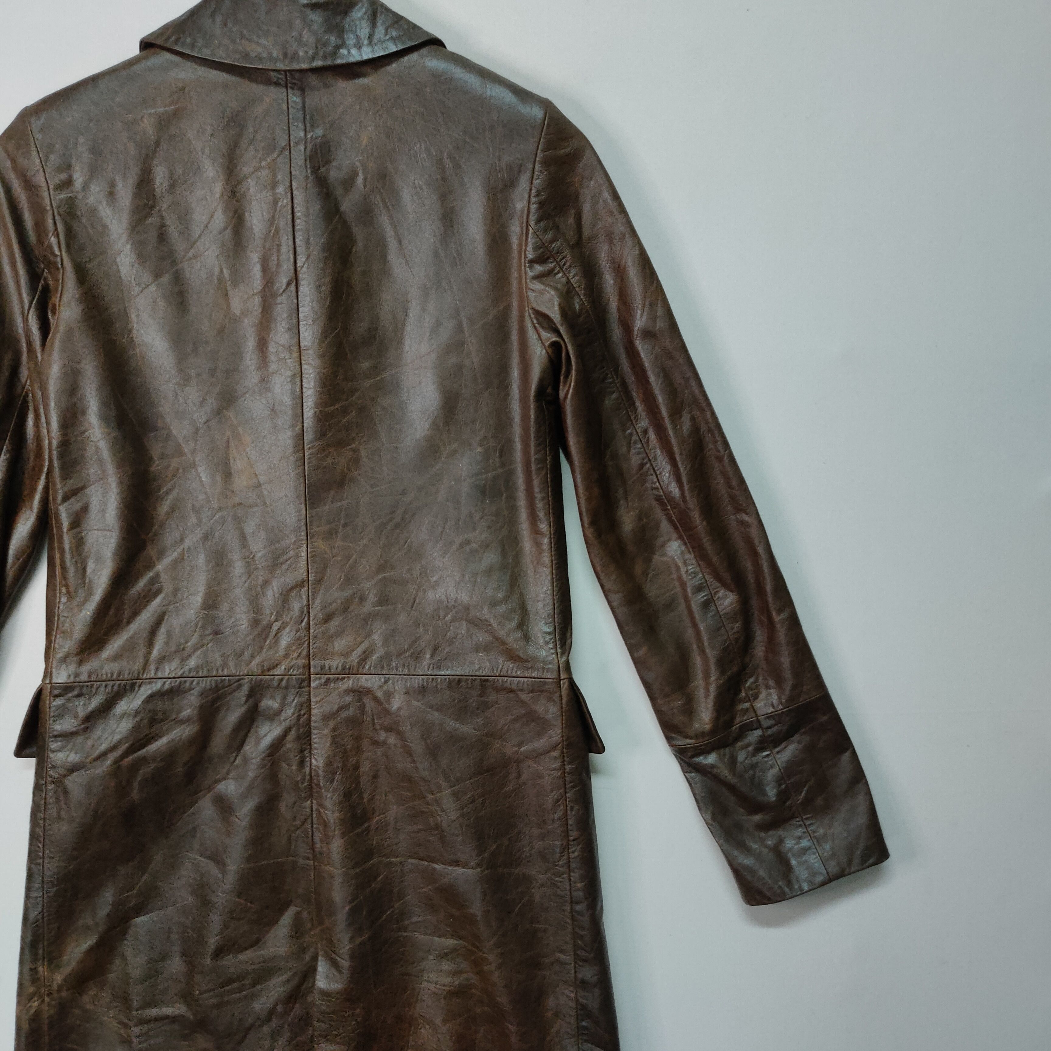 Jil Stuart Grill‼️VINTAGE JILL STUART BUTTON UPS LONG LEATHER JACKET Size US XS / EU 42 / 0 - 7 Thumbnail