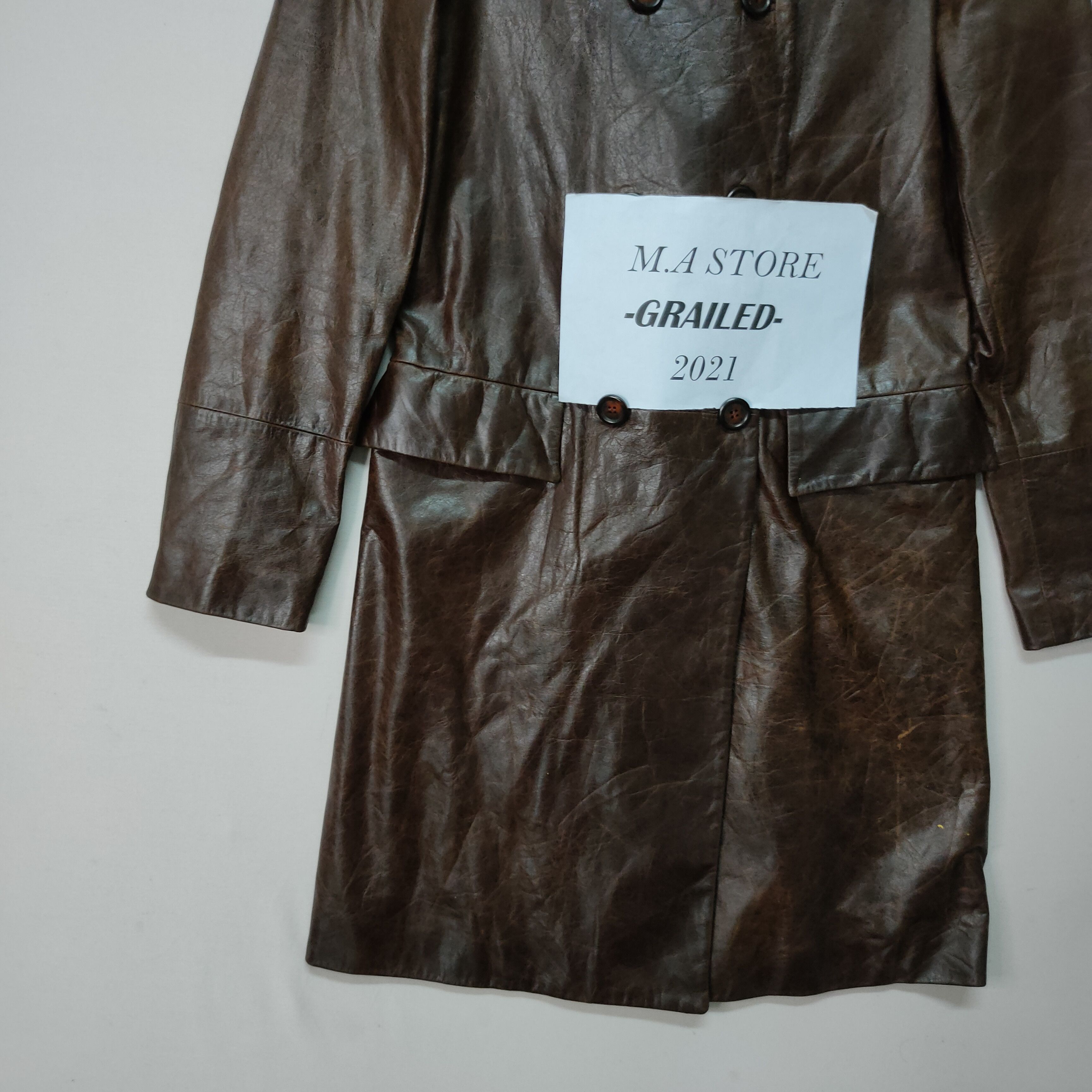 Jil Stuart Grill‼️VINTAGE JILL STUART BUTTON UPS LONG LEATHER JACKET Size US XS / EU 42 / 0 - 4 Thumbnail