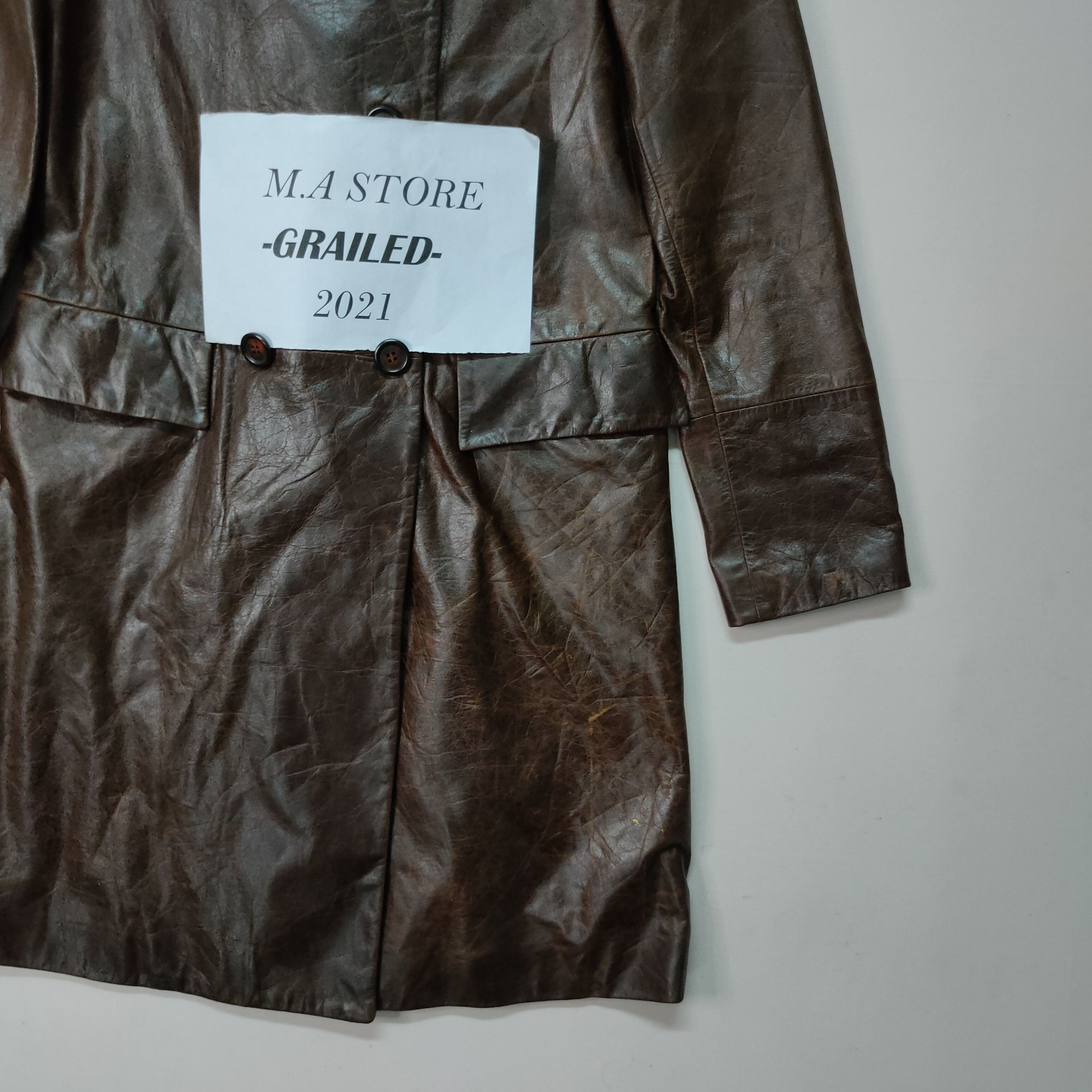Jil Stuart Grill‼️VINTAGE JILL STUART BUTTON UPS LONG LEATHER JACKET Size US XS / EU 42 / 0 - 3 Thumbnail