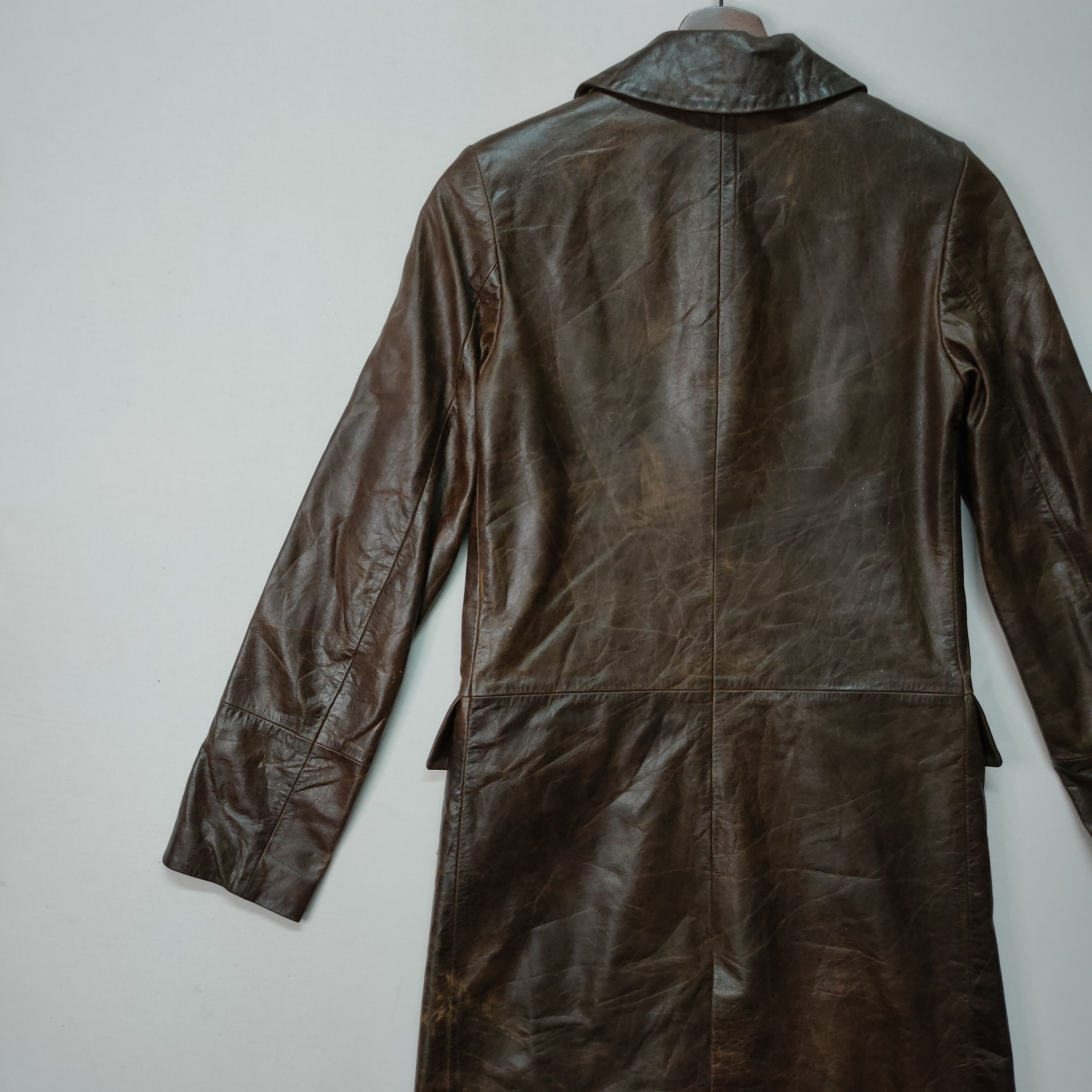 Jil Stuart Grill‼️VINTAGE JILL STUART BUTTON UPS LONG LEATHER JACKET Size US XS / EU 42 / 0 - 8 Thumbnail