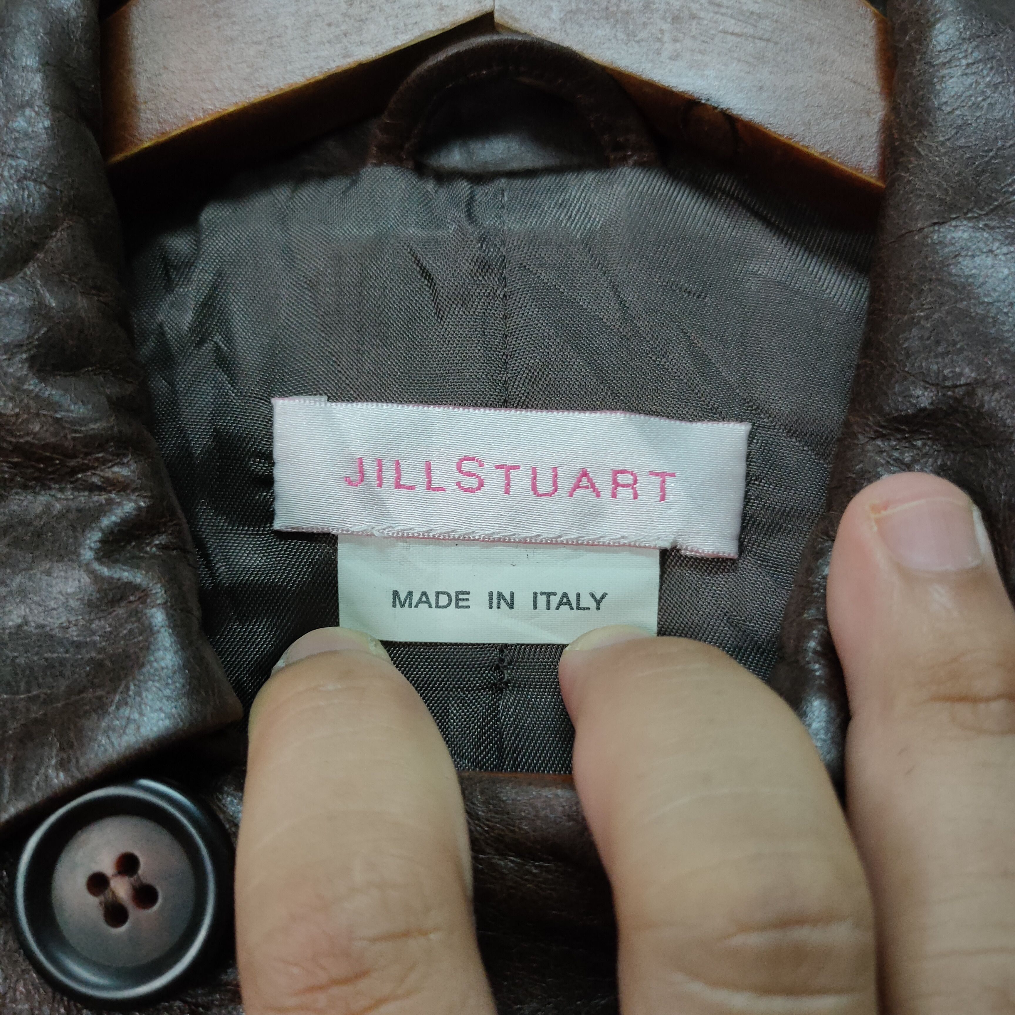 Jil Stuart Grill‼️VINTAGE JILL STUART BUTTON UPS LONG LEATHER JACKET Size US XS / EU 42 / 0 - 10 Thumbnail