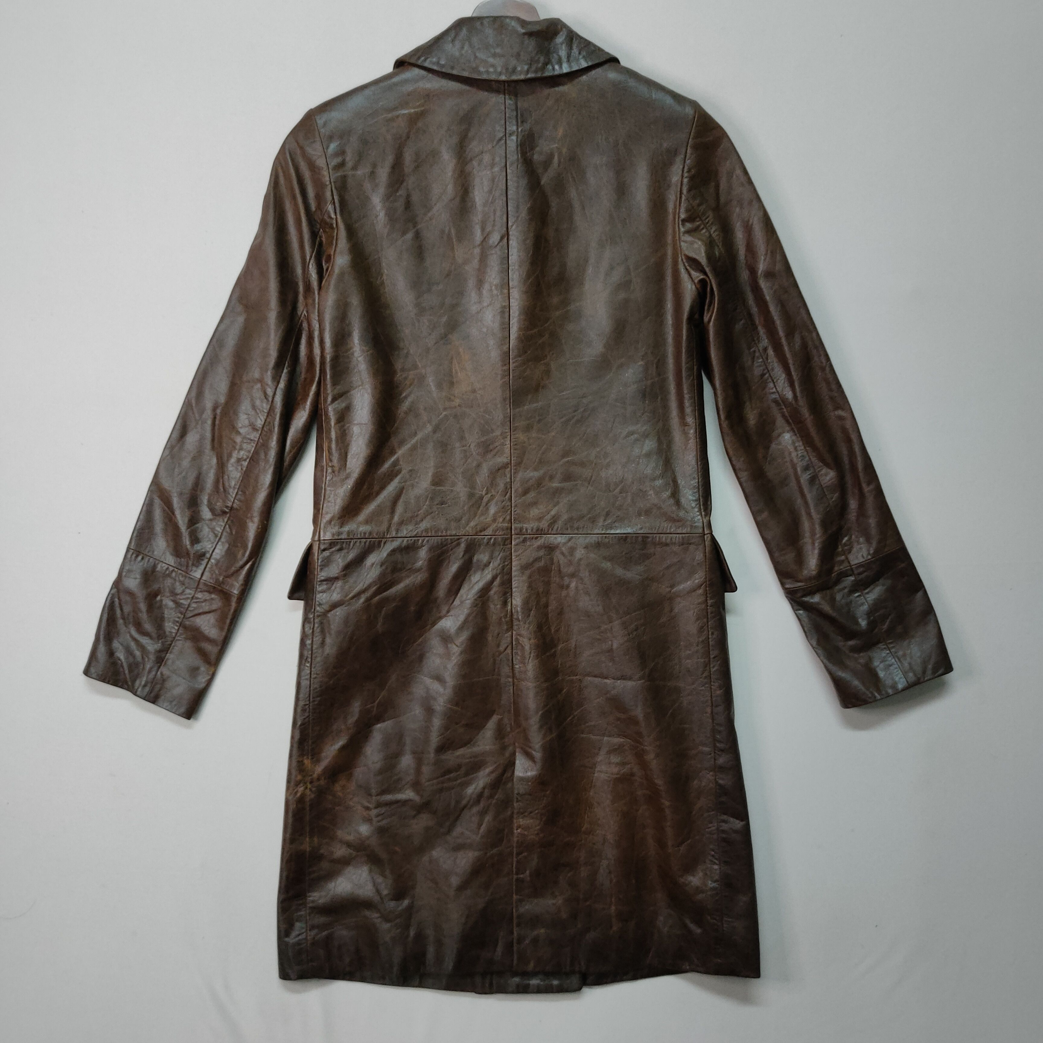 Jil Stuart Grill‼️VINTAGE JILL STUART BUTTON UPS LONG LEATHER JACKET Size US XS / EU 42 / 0 - 9 Thumbnail