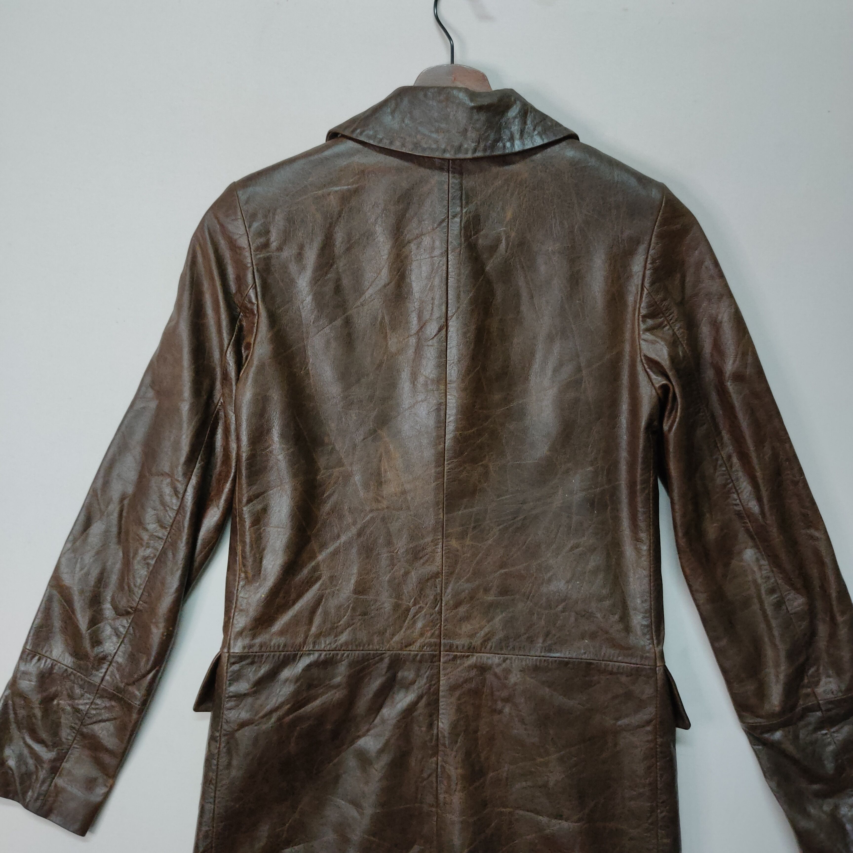 Jil Stuart Grill‼️VINTAGE JILL STUART BUTTON UPS LONG LEATHER JACKET Size US XS / EU 42 / 0 - 6 Thumbnail