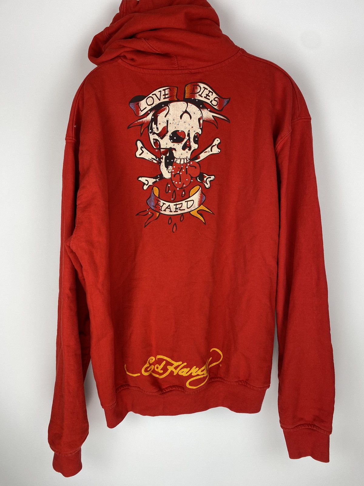 Christian Audigier “Love Dies Hard” Zip-Up Ed Hardy Hoodie RED Christian Size US XL / EU 56 / 4 - 1 Thumbnail