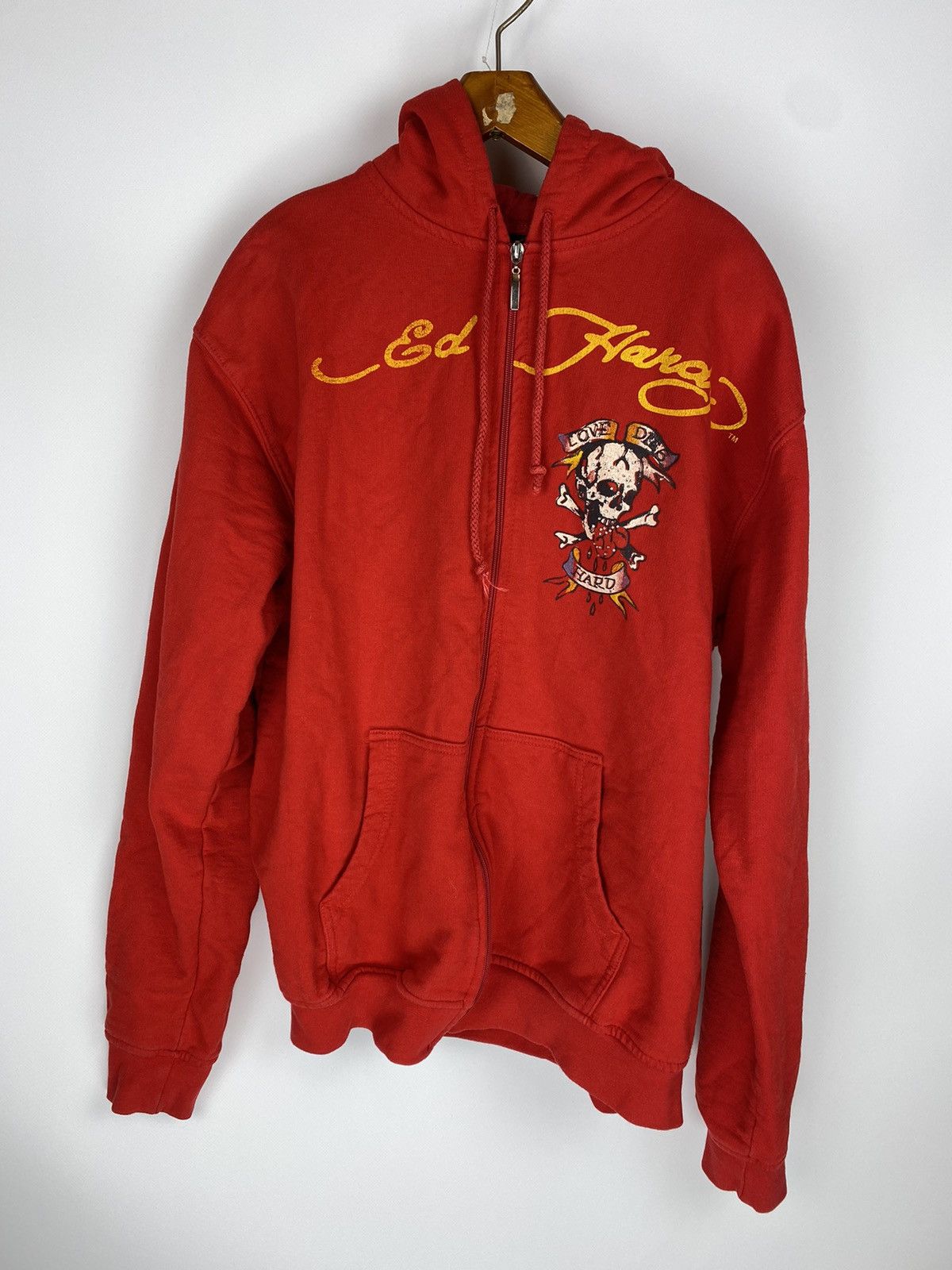 Christian Audigier “Love Dies Hard” Zip-Up Ed Hardy Hoodie RED Christian Size US XL / EU 56 / 4 - 2 Thumbnail