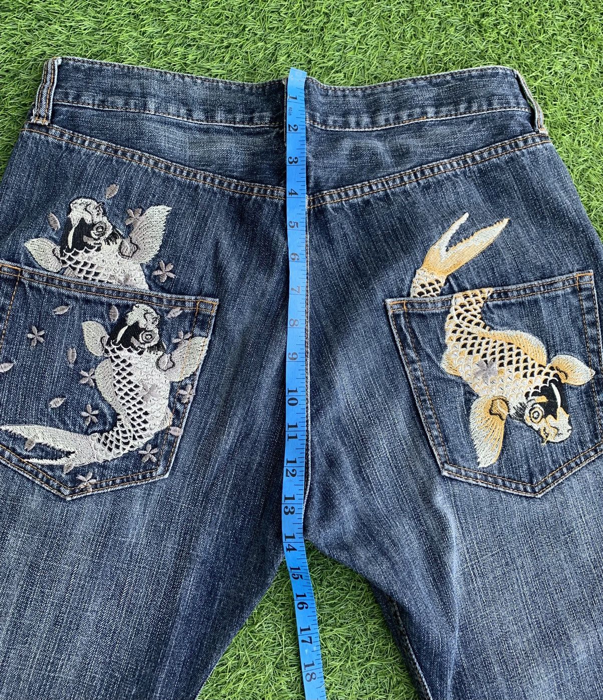 Japanese Brand Vintage Japanese Traditional Embroidery Fish Koi Denim Size US 34 / EU 50 - 16 Thumbnail