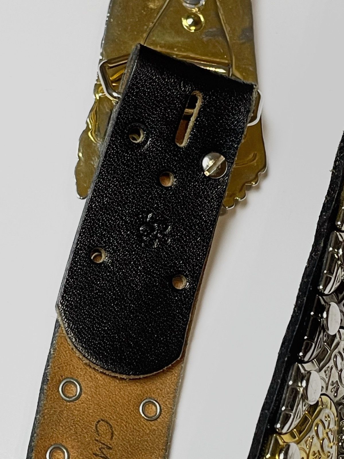 Japanese Brand Vintage 2tk leather belt with metal inserts Size ONE SIZE - 8 Thumbnail