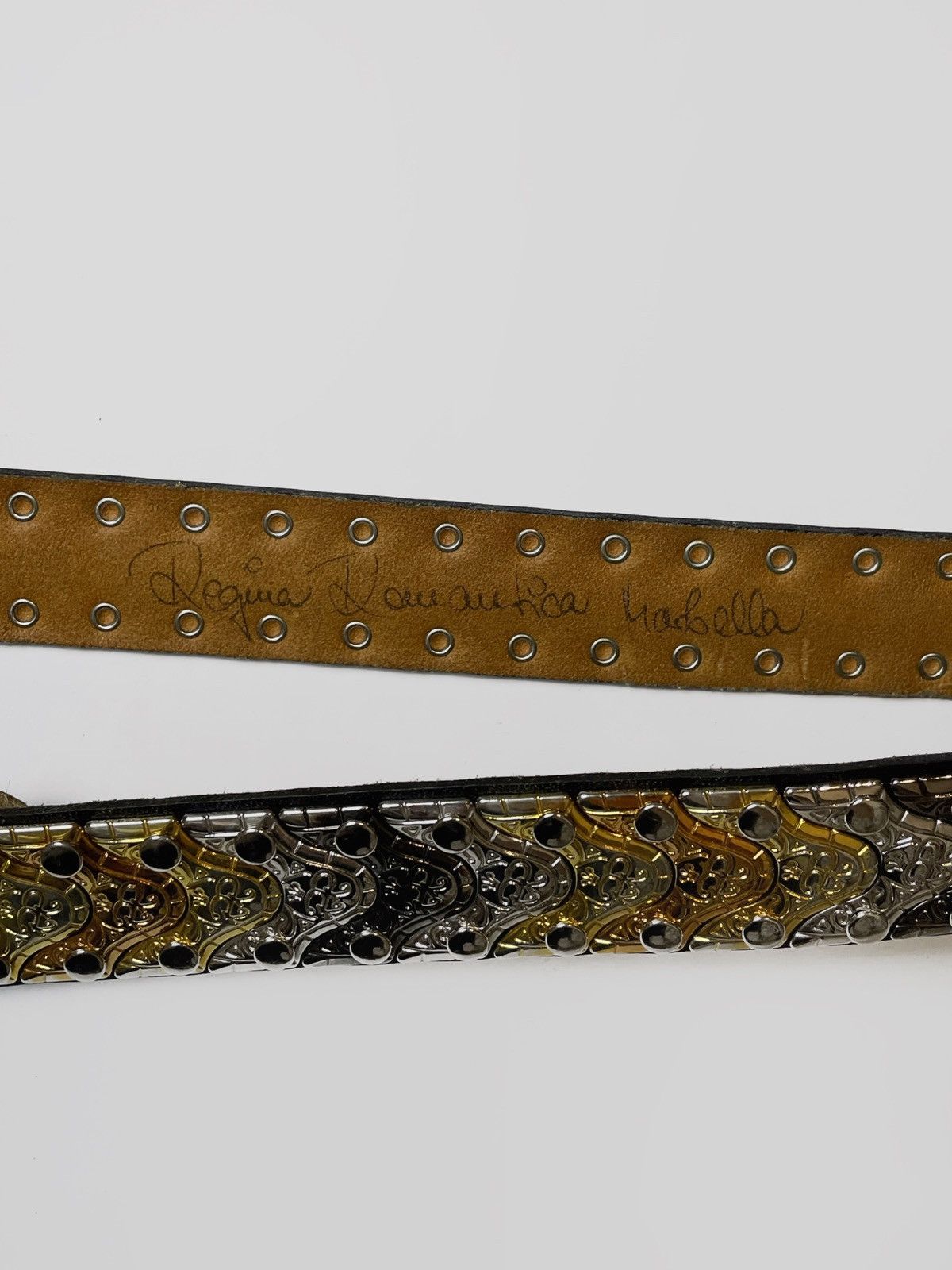 Japanese Brand Vintage 2tk leather belt with metal inserts Size ONE SIZE - 5 Thumbnail