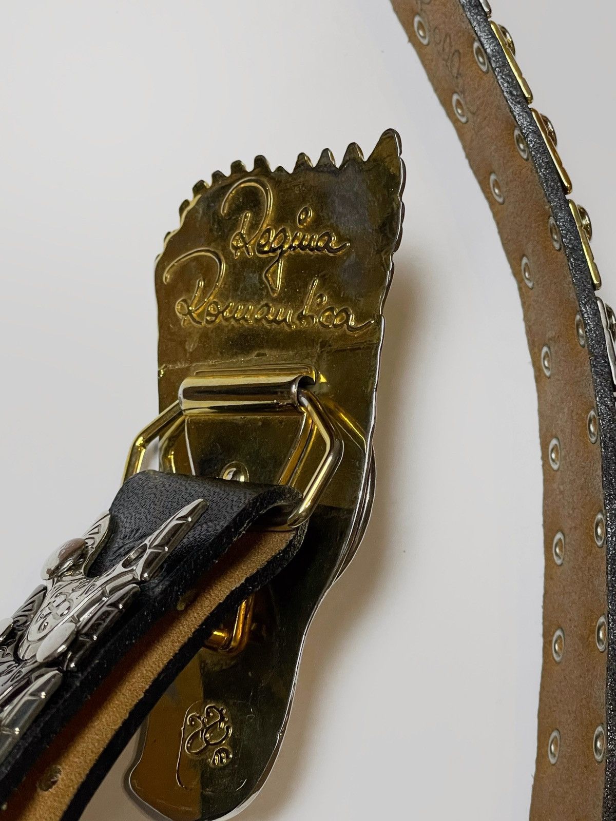 Japanese Brand Vintage 2tk leather belt with metal inserts Size ONE SIZE - 6 Thumbnail