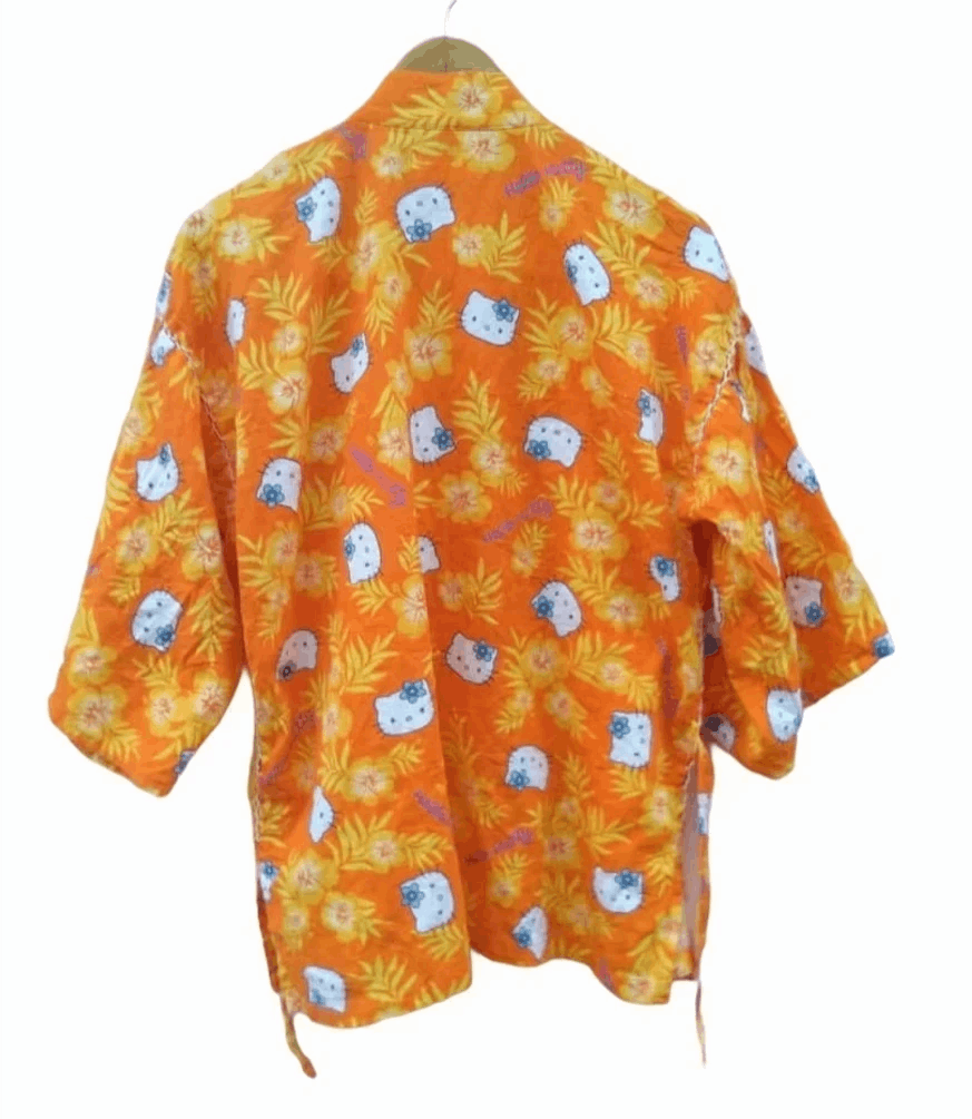 Anime × Vintage ❤FINAL DROP❤HELLO KITTY UNISEX SHORT KIMONO CARDIGAN STYLE Size L / US 10 / IT 46 - 9 Thumbnail
