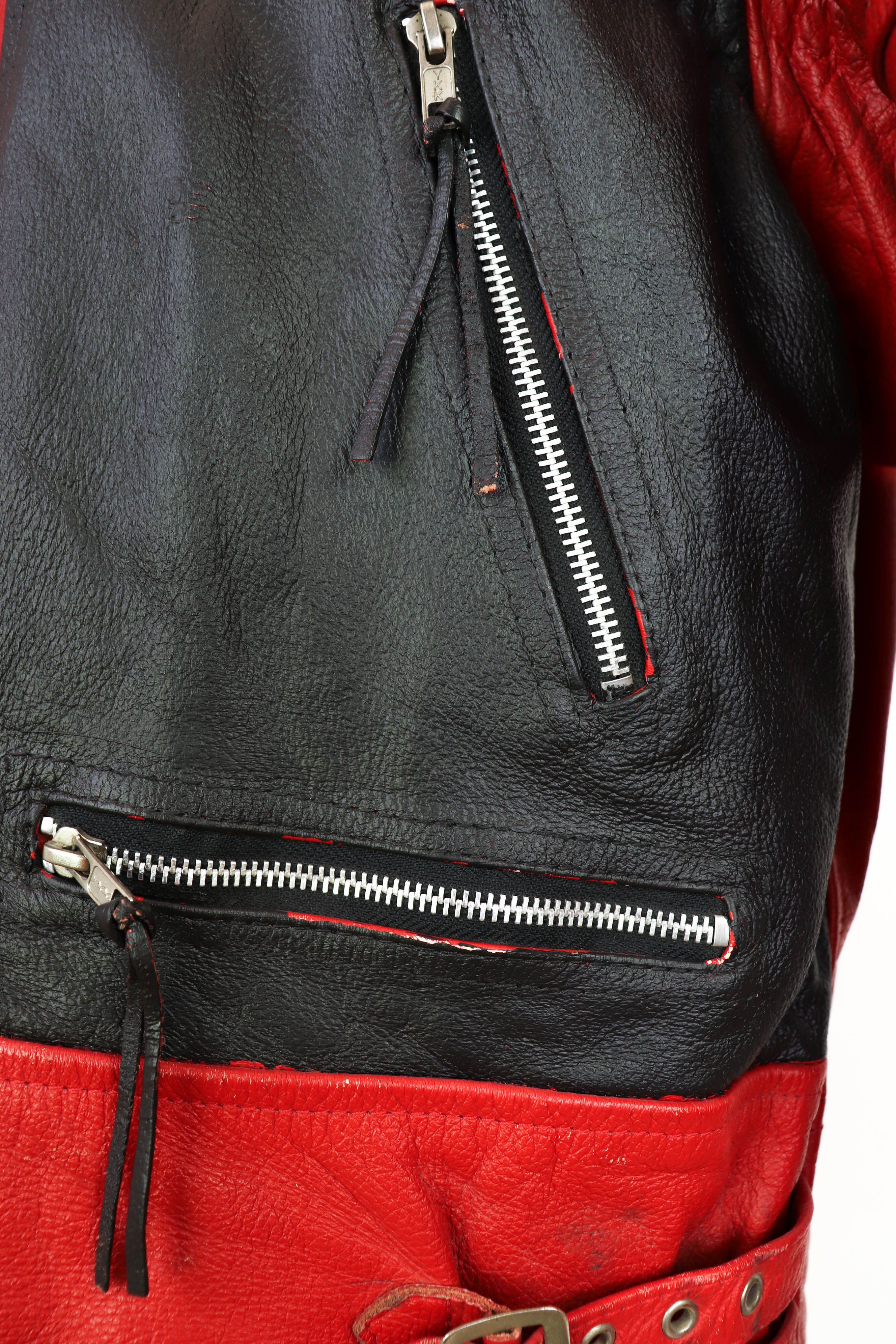 Vintage Vintage Custom Hand Painted Red Leather Biker Jacket Size US XL / EU 56 / 4 - 13 Thumbnail