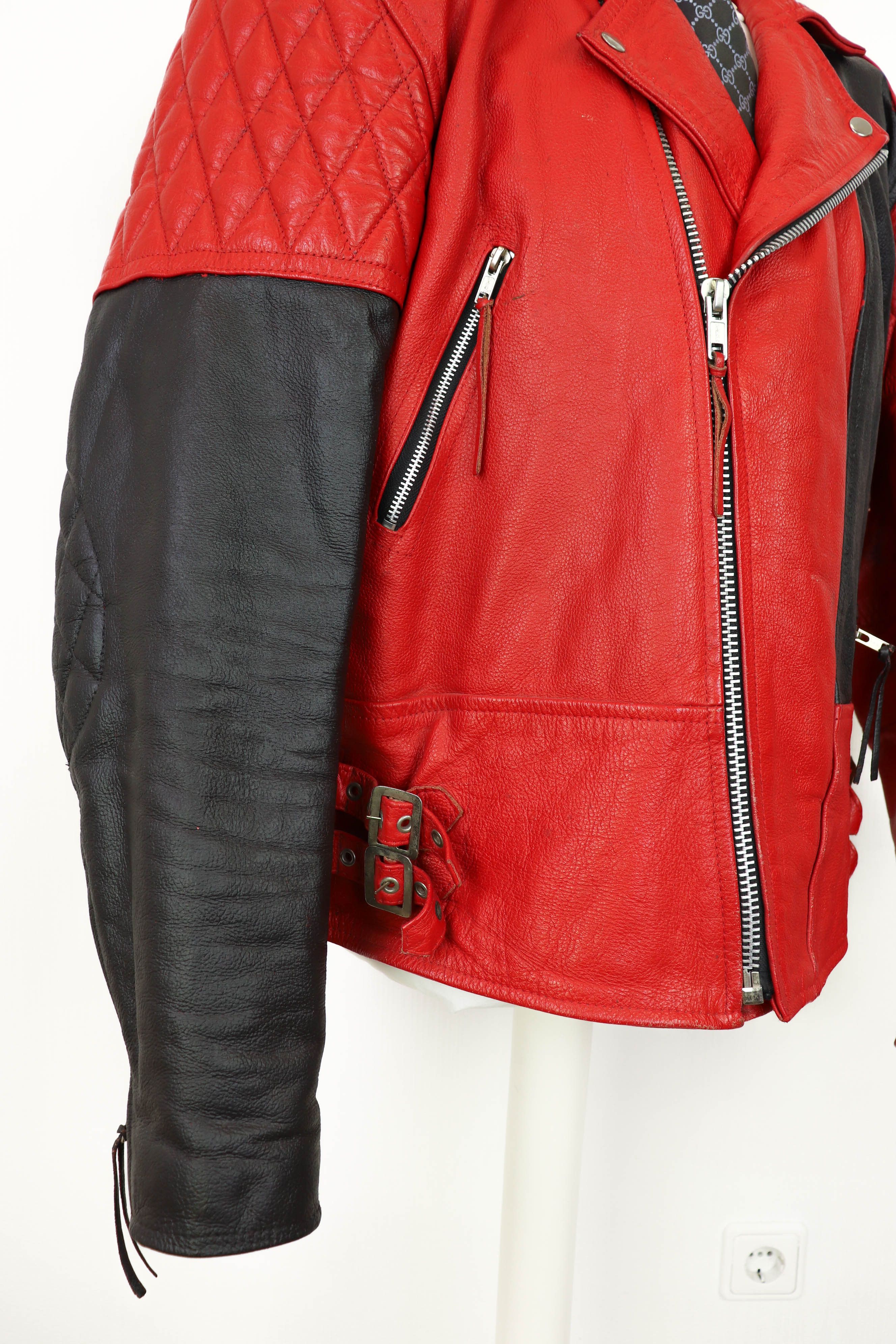 Vintage Vintage Custom Hand Painted Red Leather Biker Jacket Size US XL / EU 56 / 4 - 5 Thumbnail