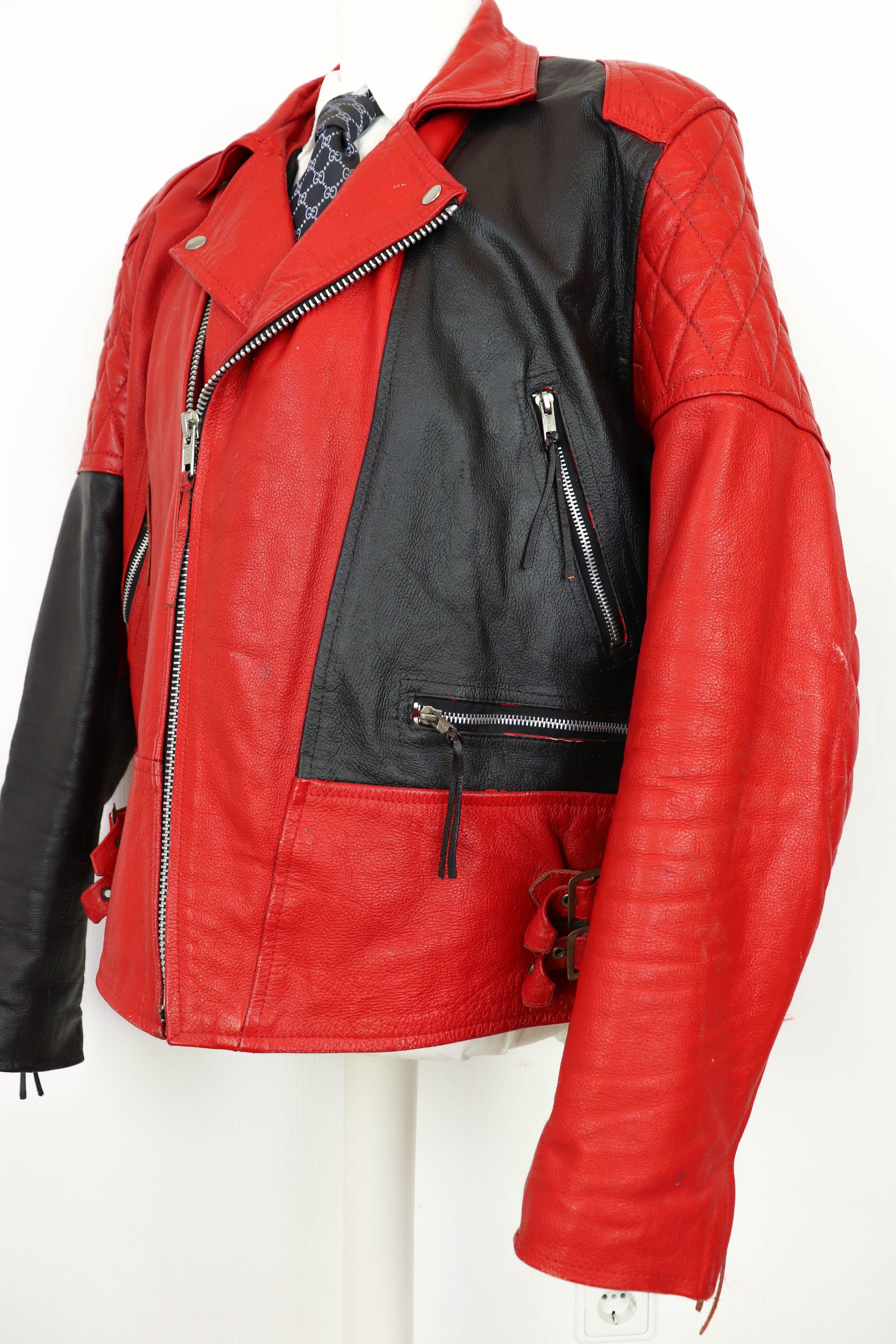 Vintage Vintage Custom Hand Painted Red Leather Biker Jacket Size US XL / EU 56 / 4 - 6 Thumbnail