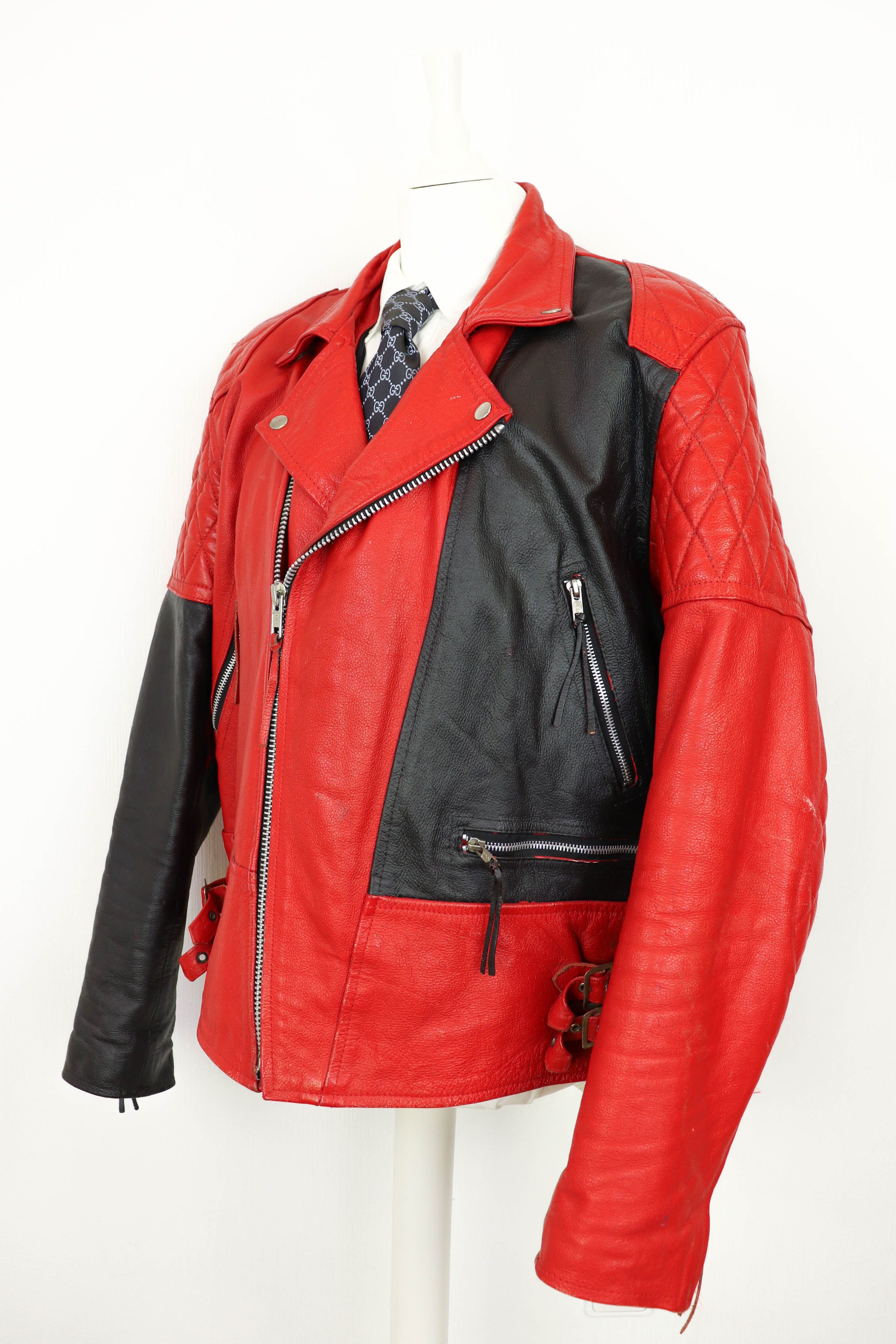 Vintage Vintage Custom Hand Painted Red Leather Biker Jacket Size US XL / EU 56 / 4 - 3 Thumbnail
